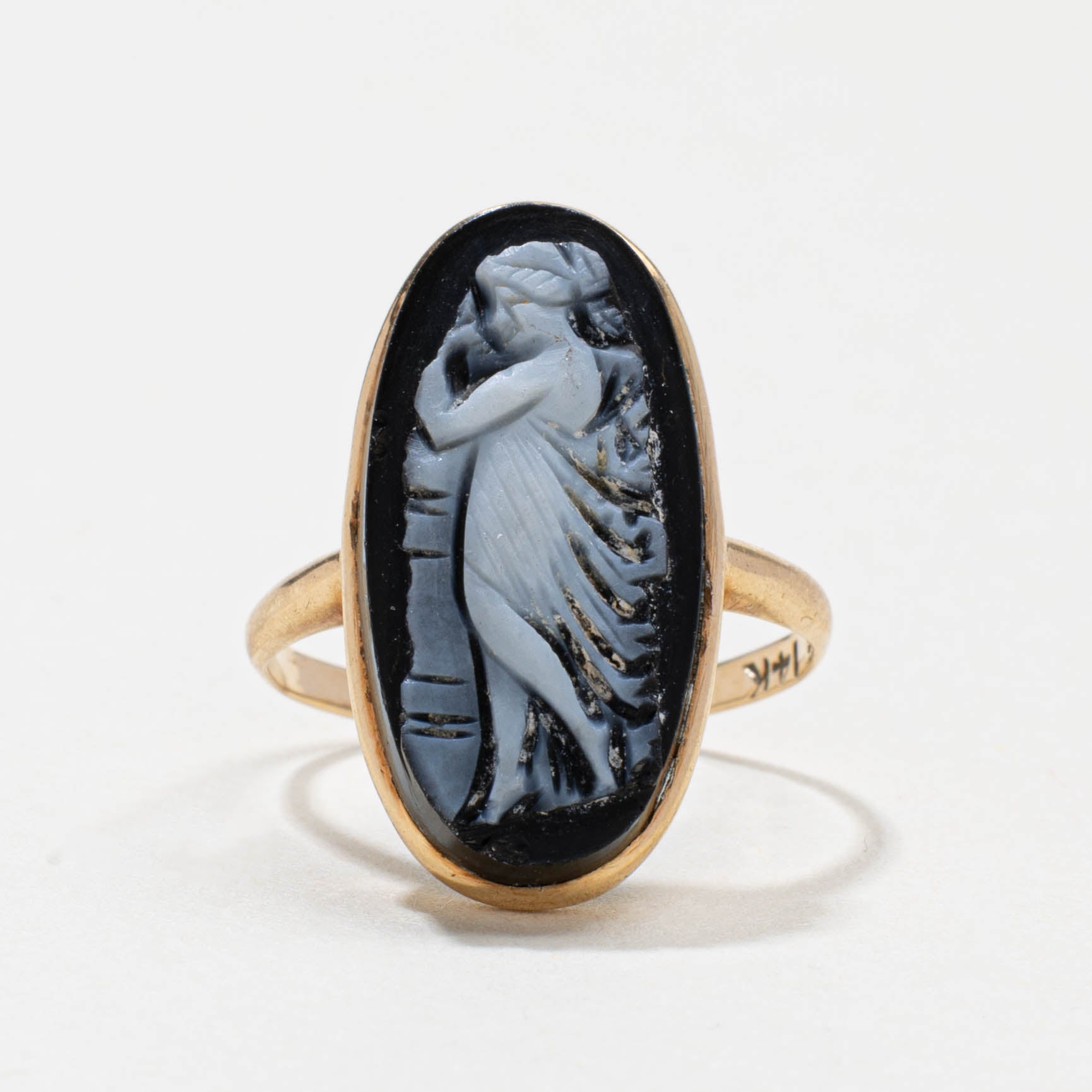 'Birks' 14k Agate Cameo Ring | 4.00ct | SZ 4.0