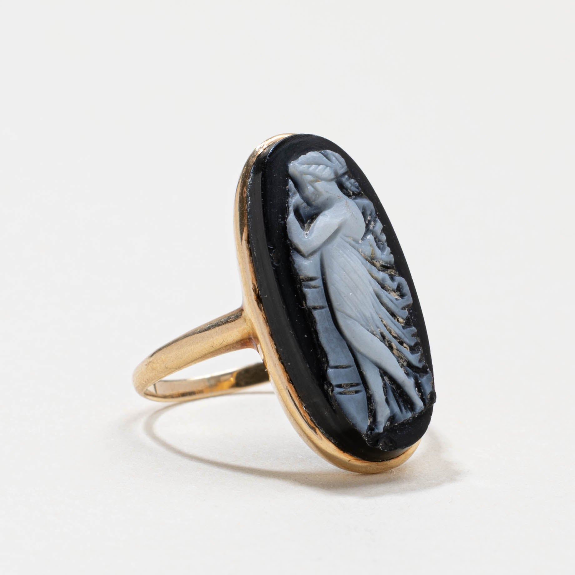 'Birks' 14k Agate Cameo Ring | 4.00ct | SZ 4.0