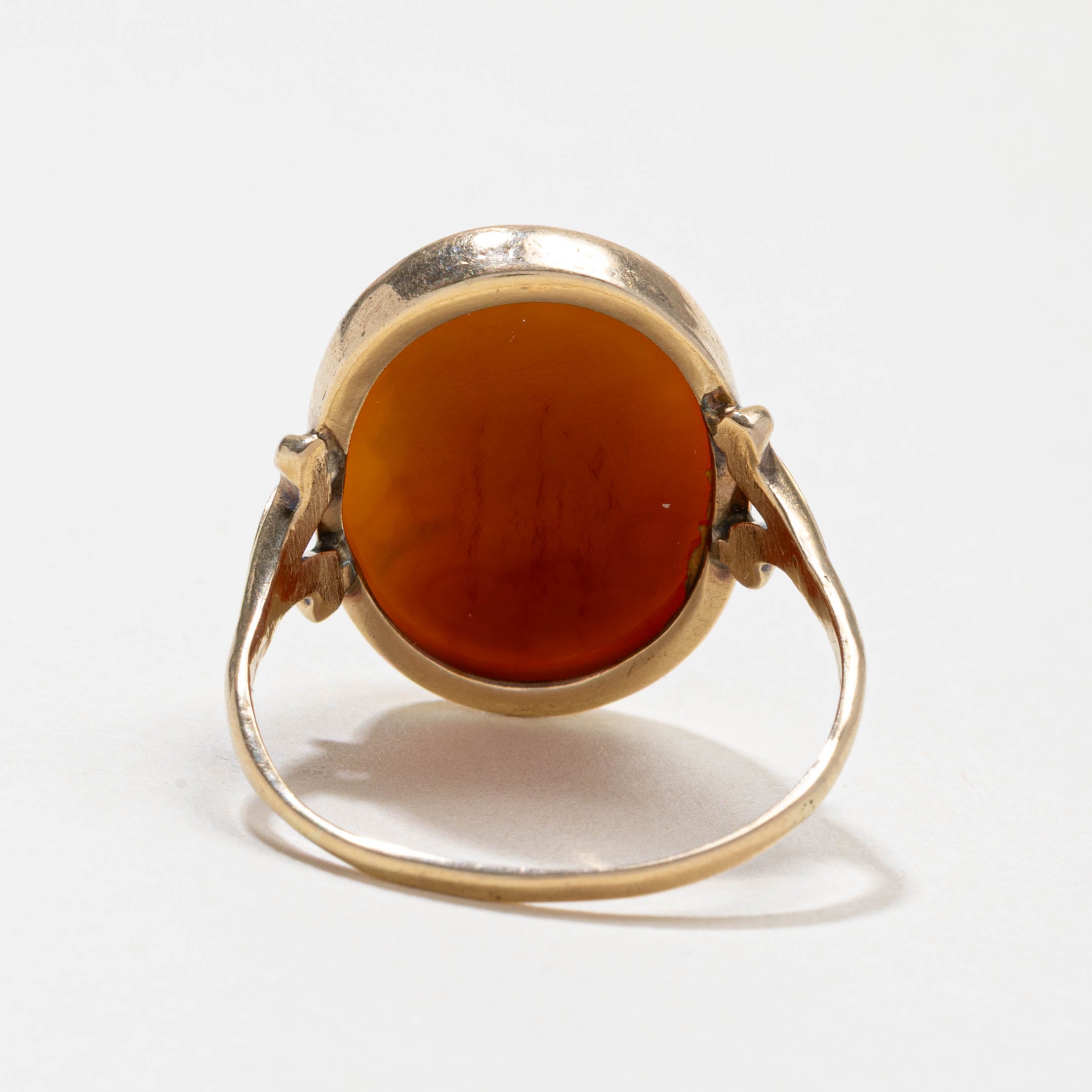 Bague ornée d'un camée victorien en coquillage, ornée d'un diamant 10K (réf. 9141-30) | 12,00 ct | Taille 11,5