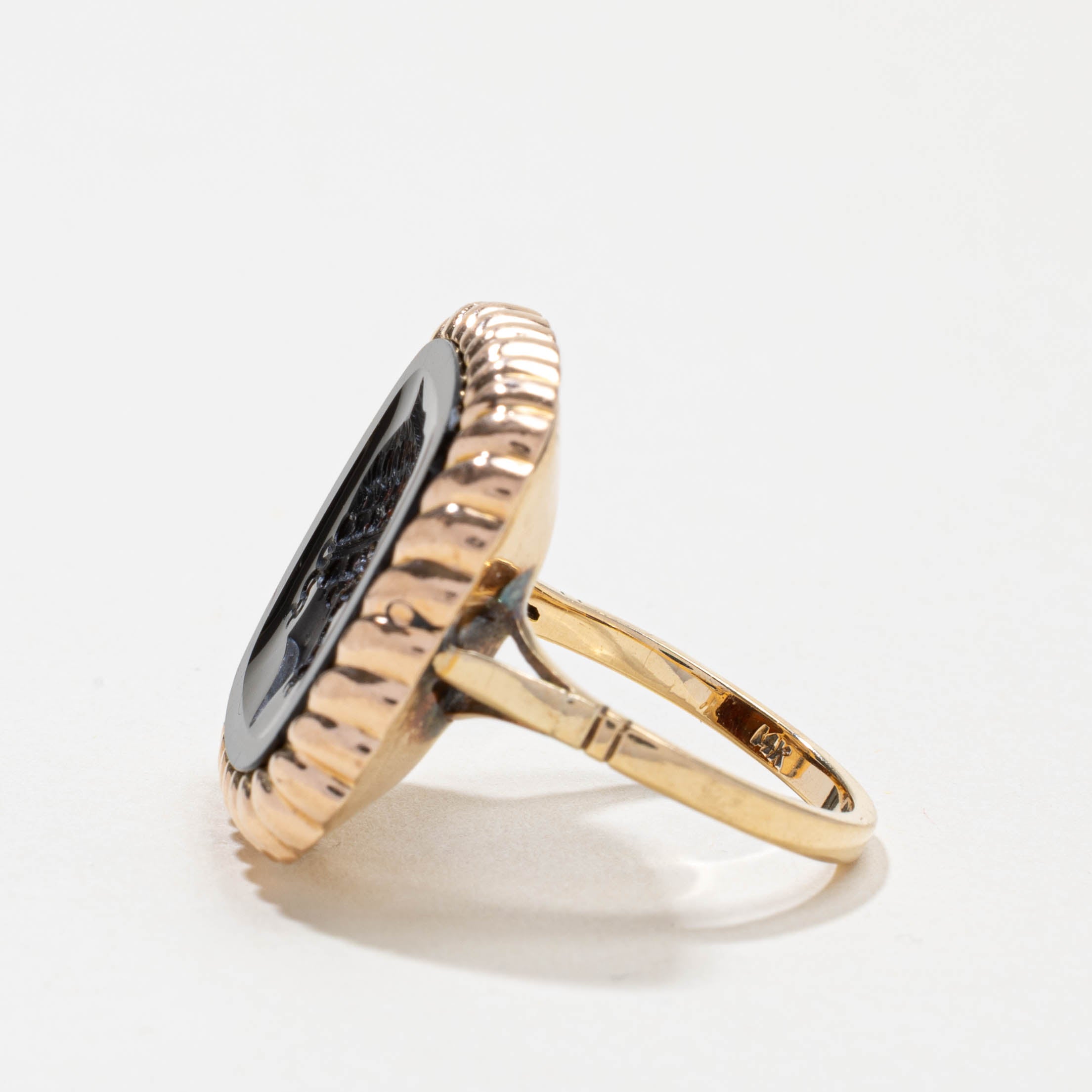 Bague chevalière en cornaline taille carrée 14K 9141-39 | 6,00 ct | Taille 7,0