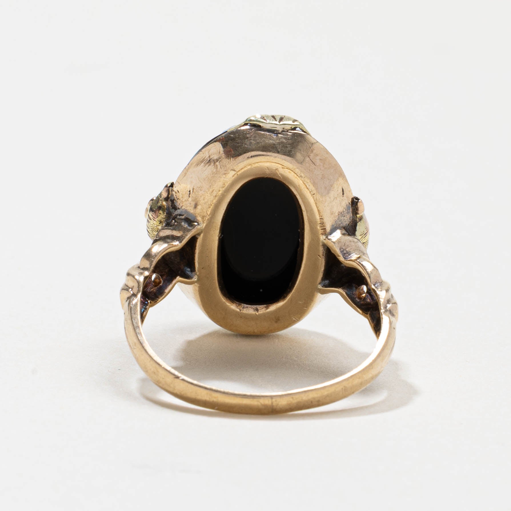 Bague victorienne en agate 10K 9141-43, motif floral/feuille | 8,00 ct | Taille 6,25