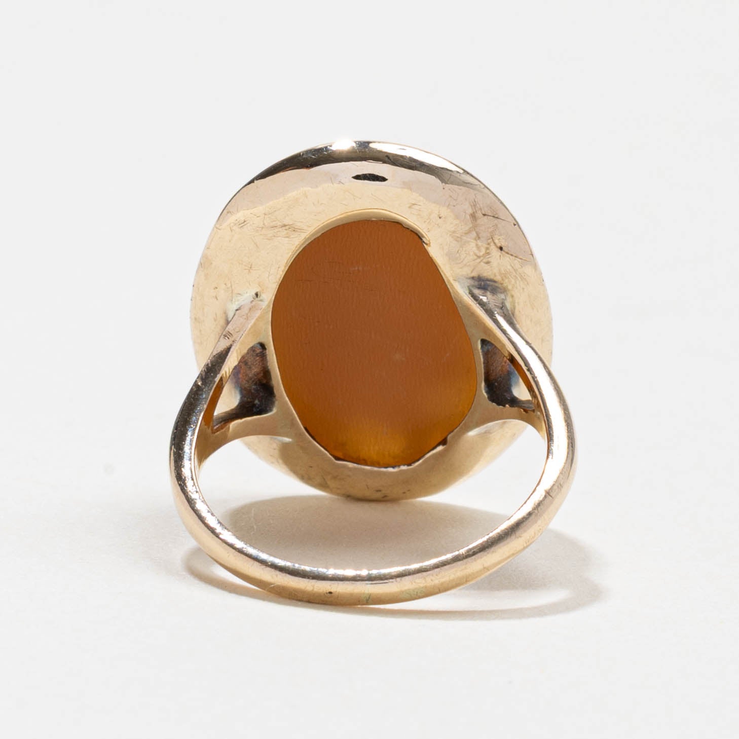 Bague camée coquillage victorienne en or 10 carats (réf. 9141-45) | 8,50 ct | Taille 4,5