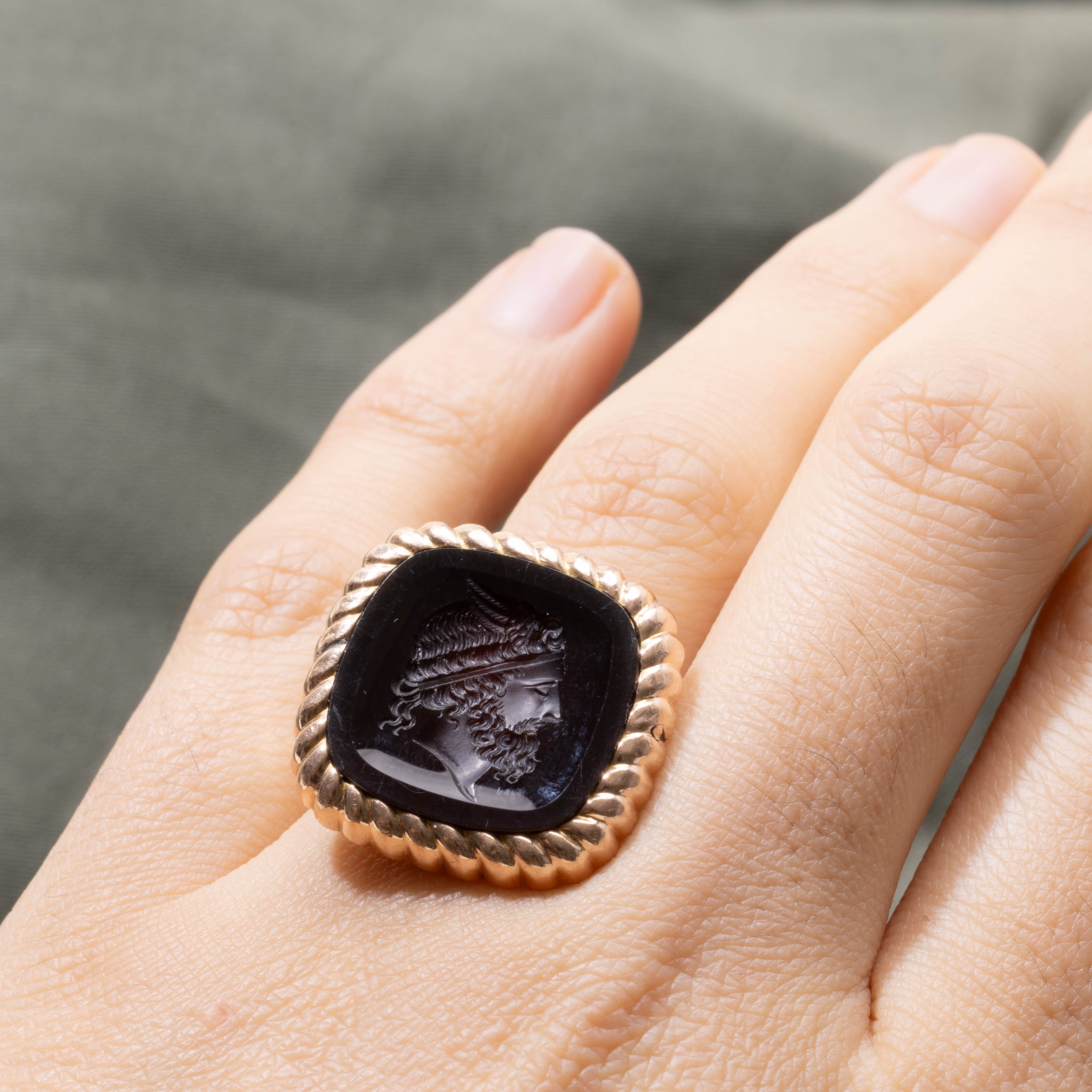 14k Carnelian Mercury Intaglio Ring | 6.00ct | SZ 7.0