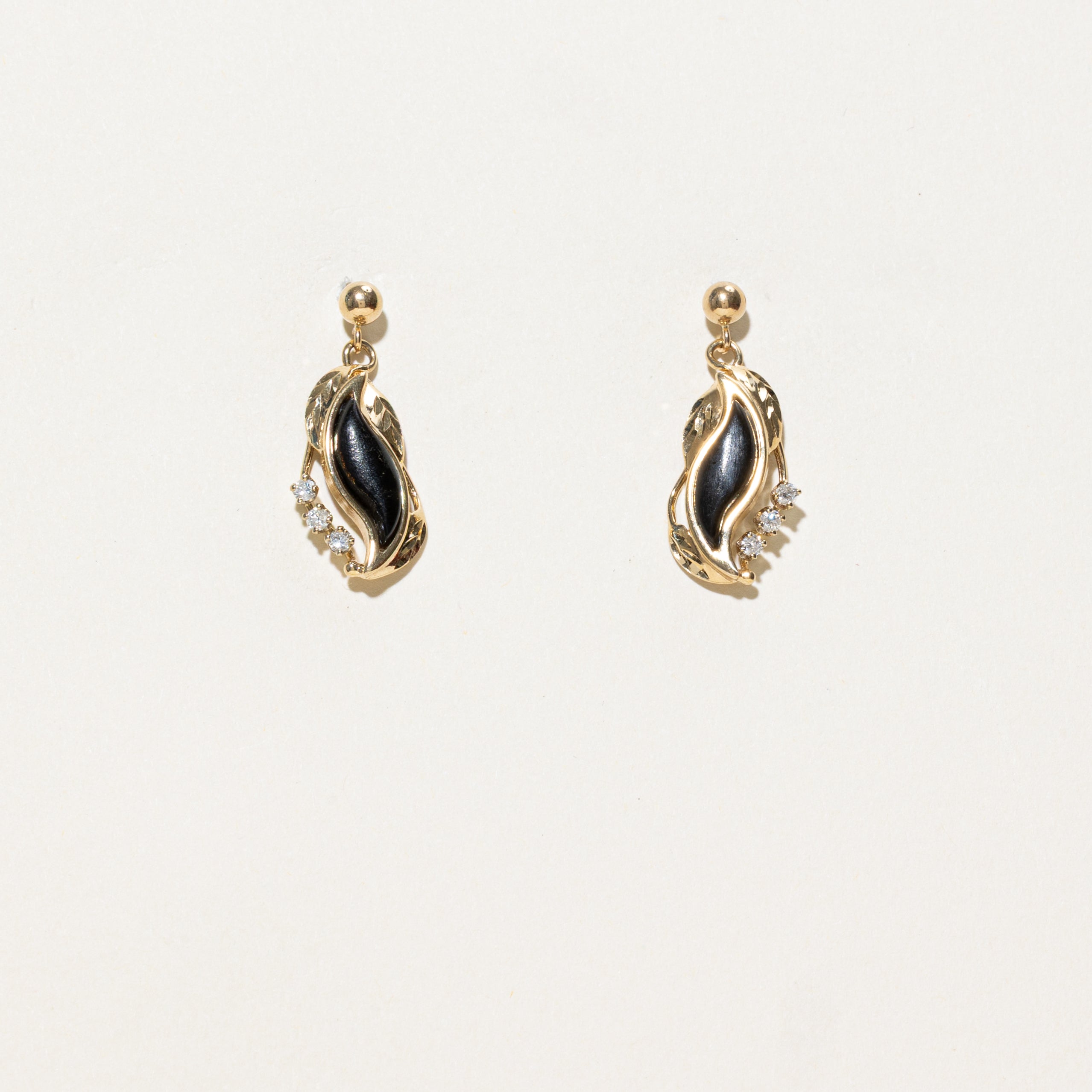 Onyx & Diamond Drop Earrings | 2.00ctw, 0.12ctw