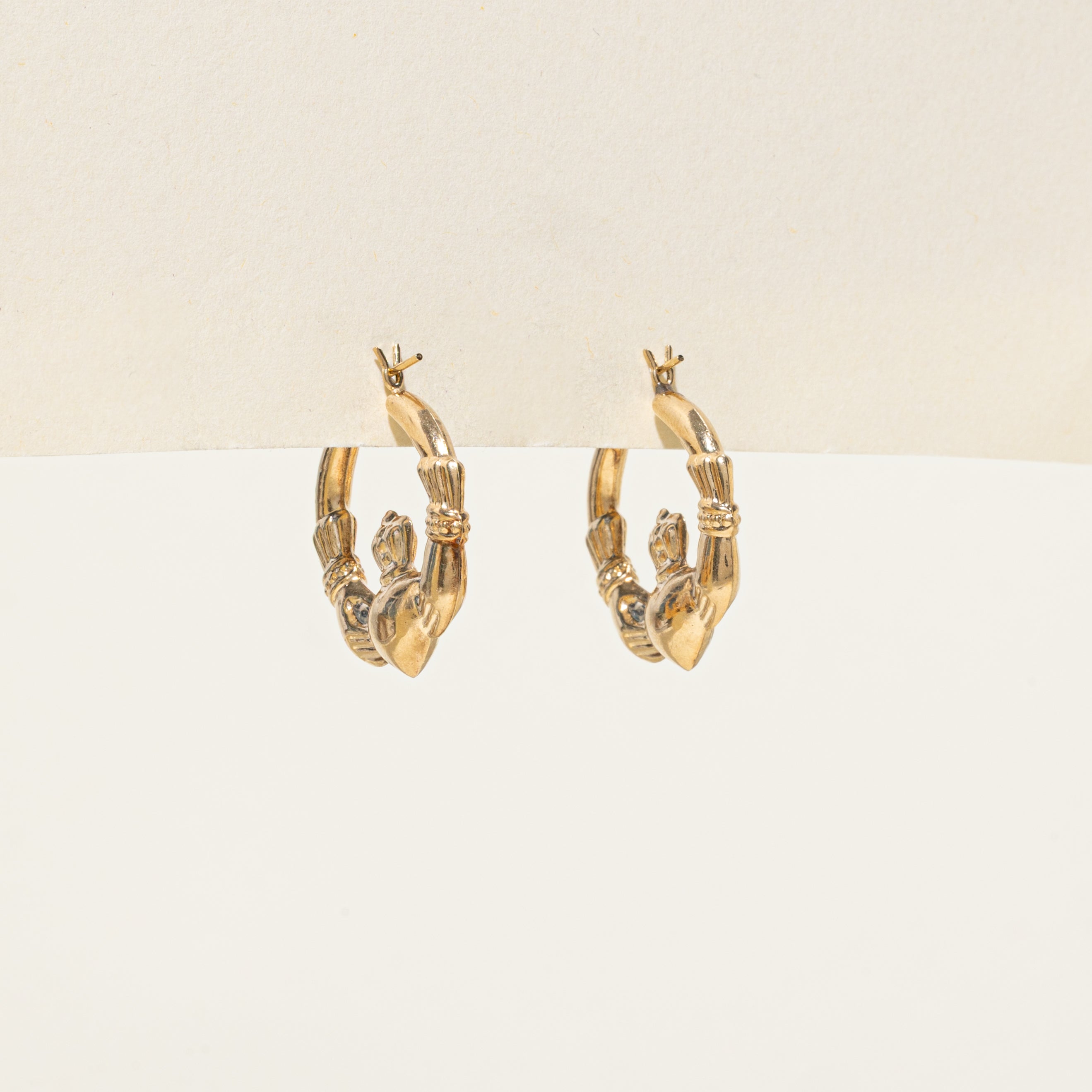 10k Yellow Gold Claddagh Hoop Earrings