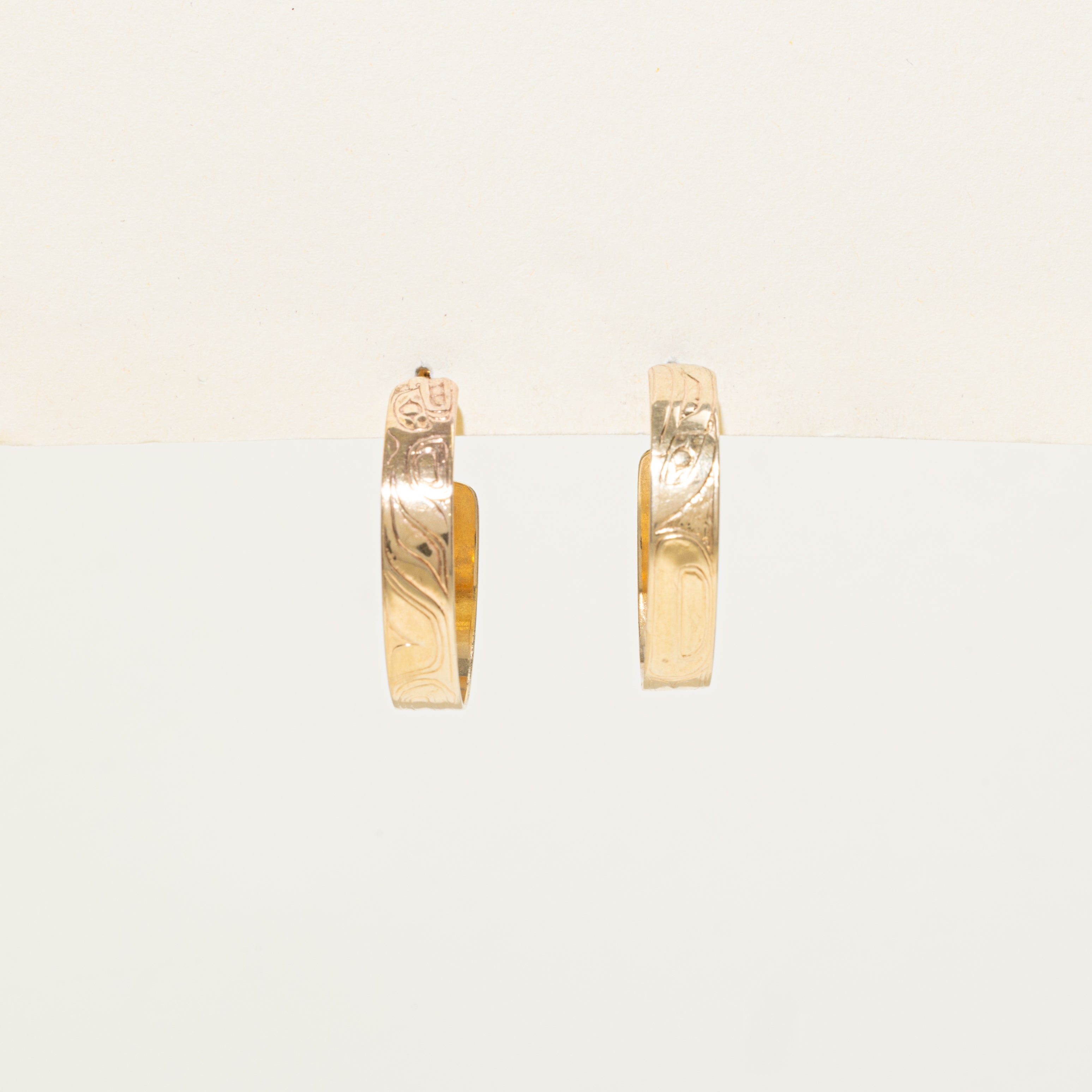 14k Yellow Gold Indigenous Hoop Earrings
