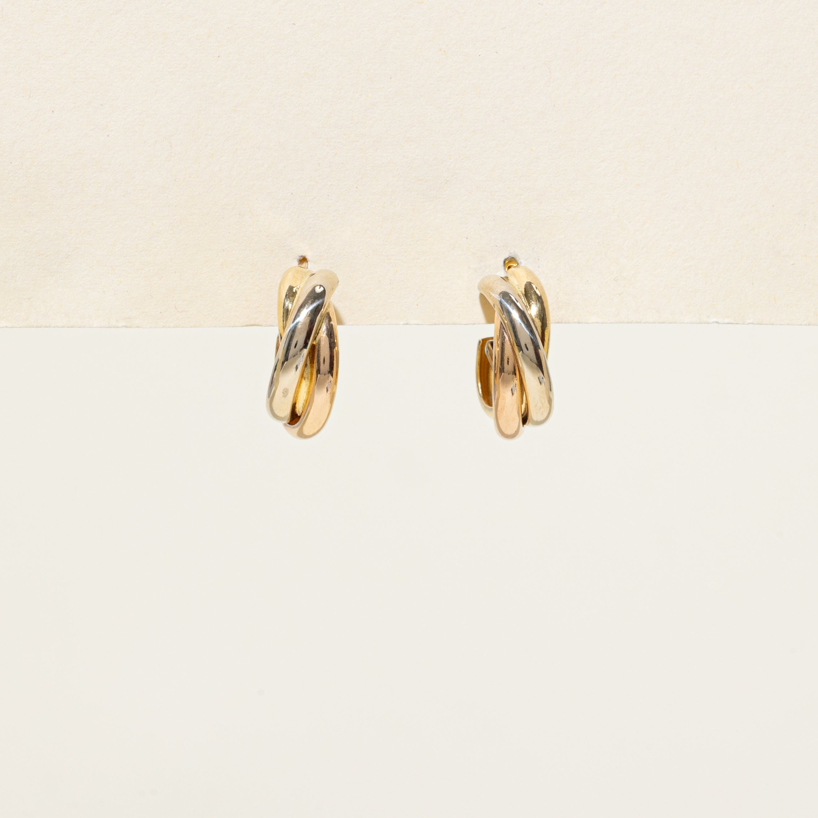 18k Tri Tone Gold Hoop Earrings