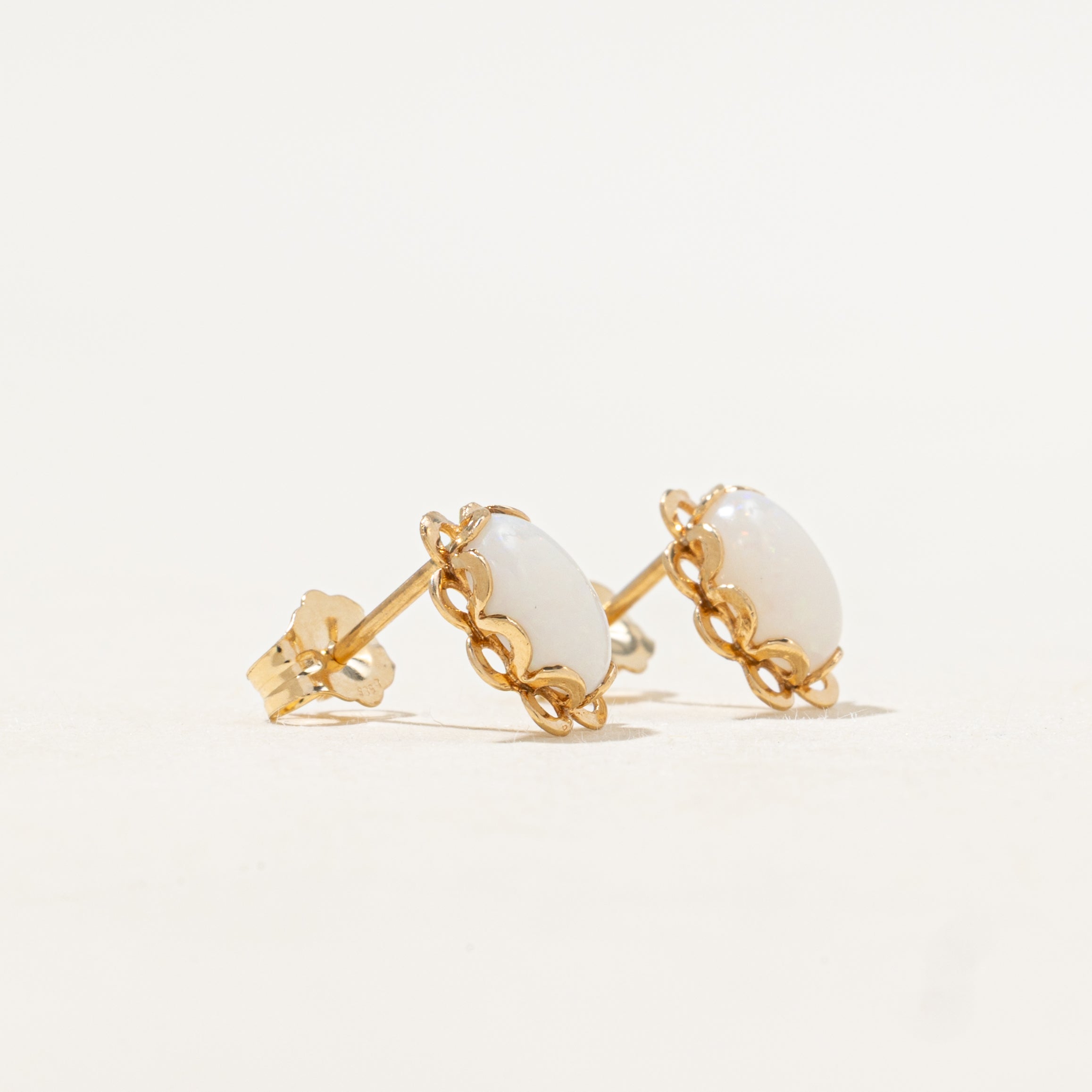 Cabochon Opal Stud Earrings | 1.12ctw