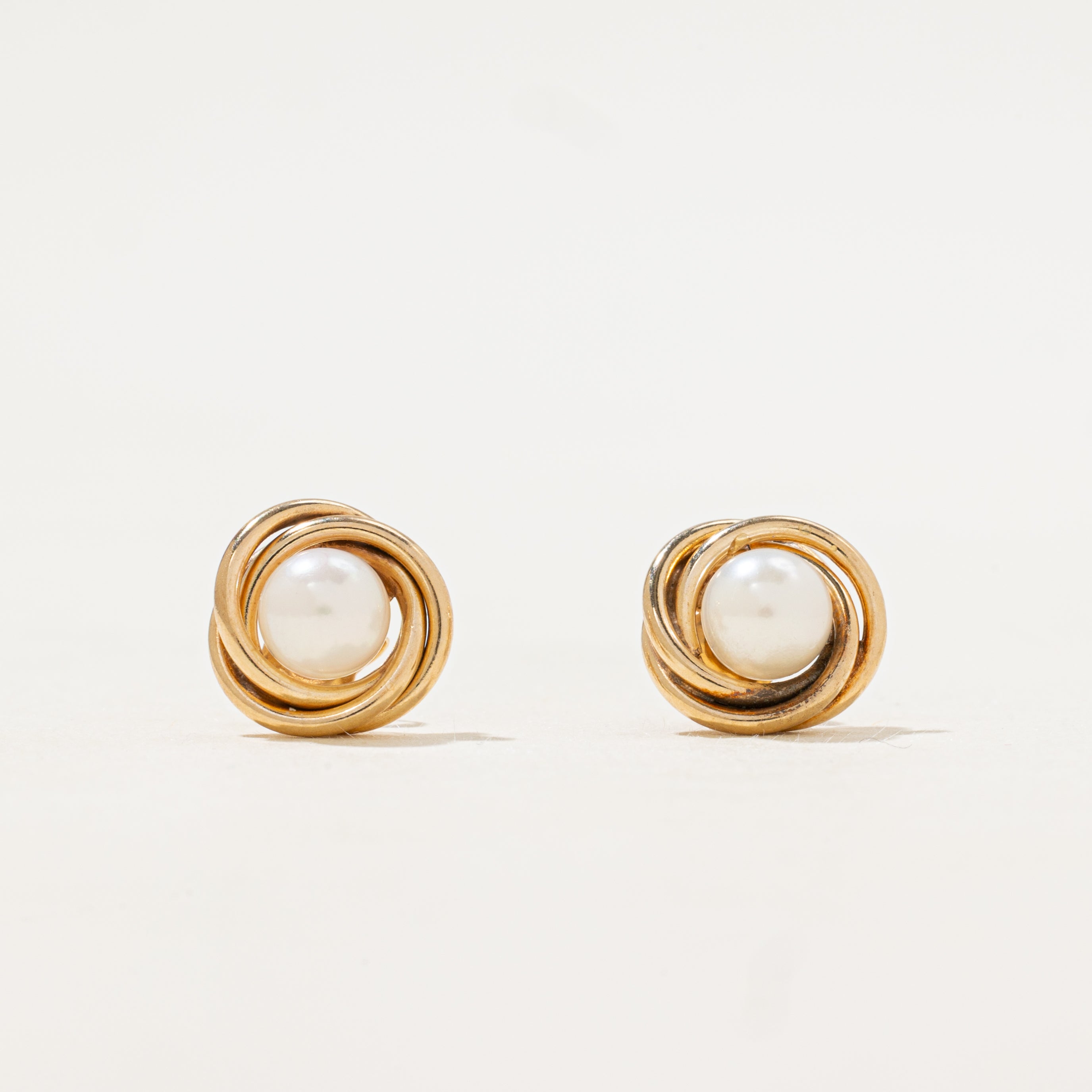 Pearl Knot Stud Earrings
