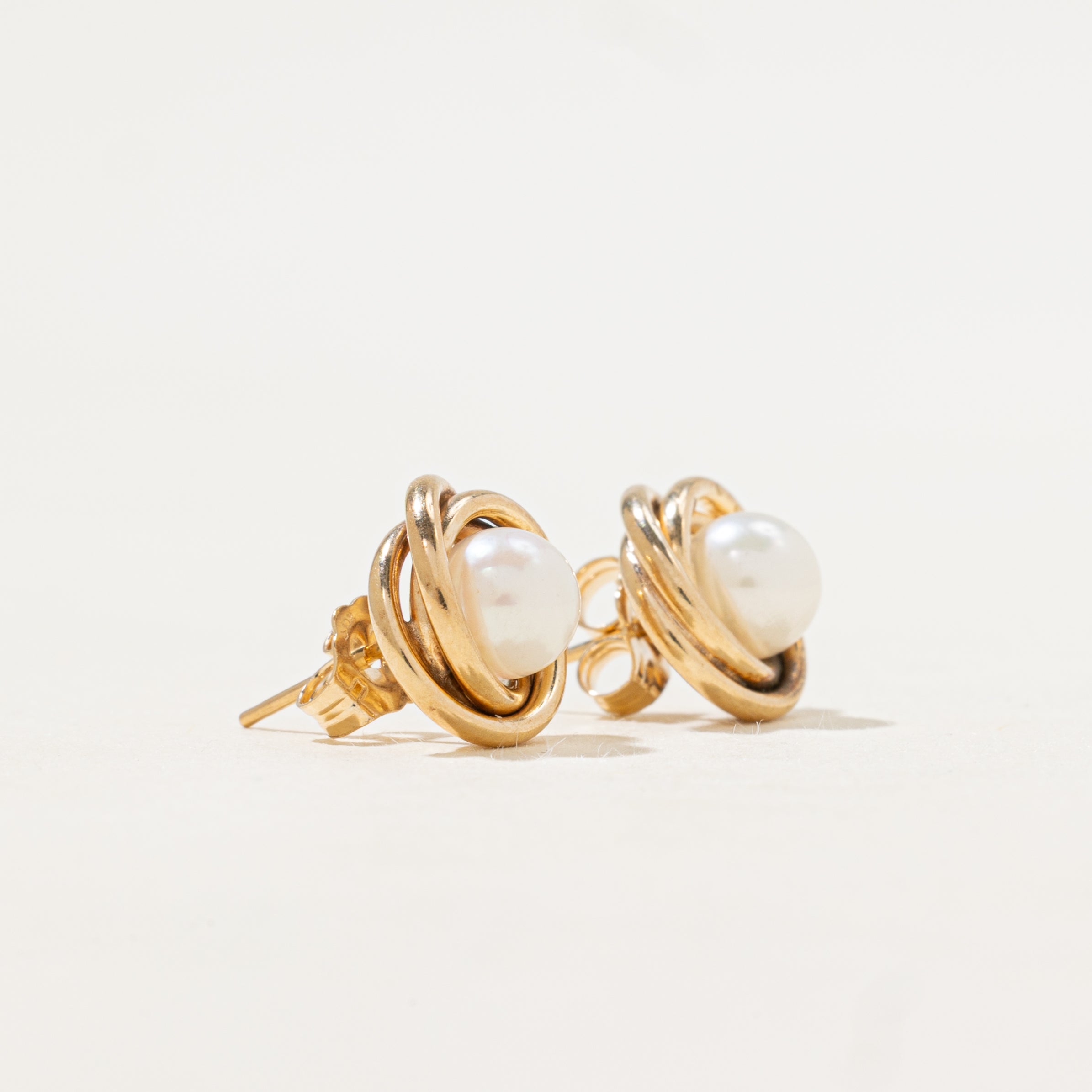 Pearl Knot Stud Earrings