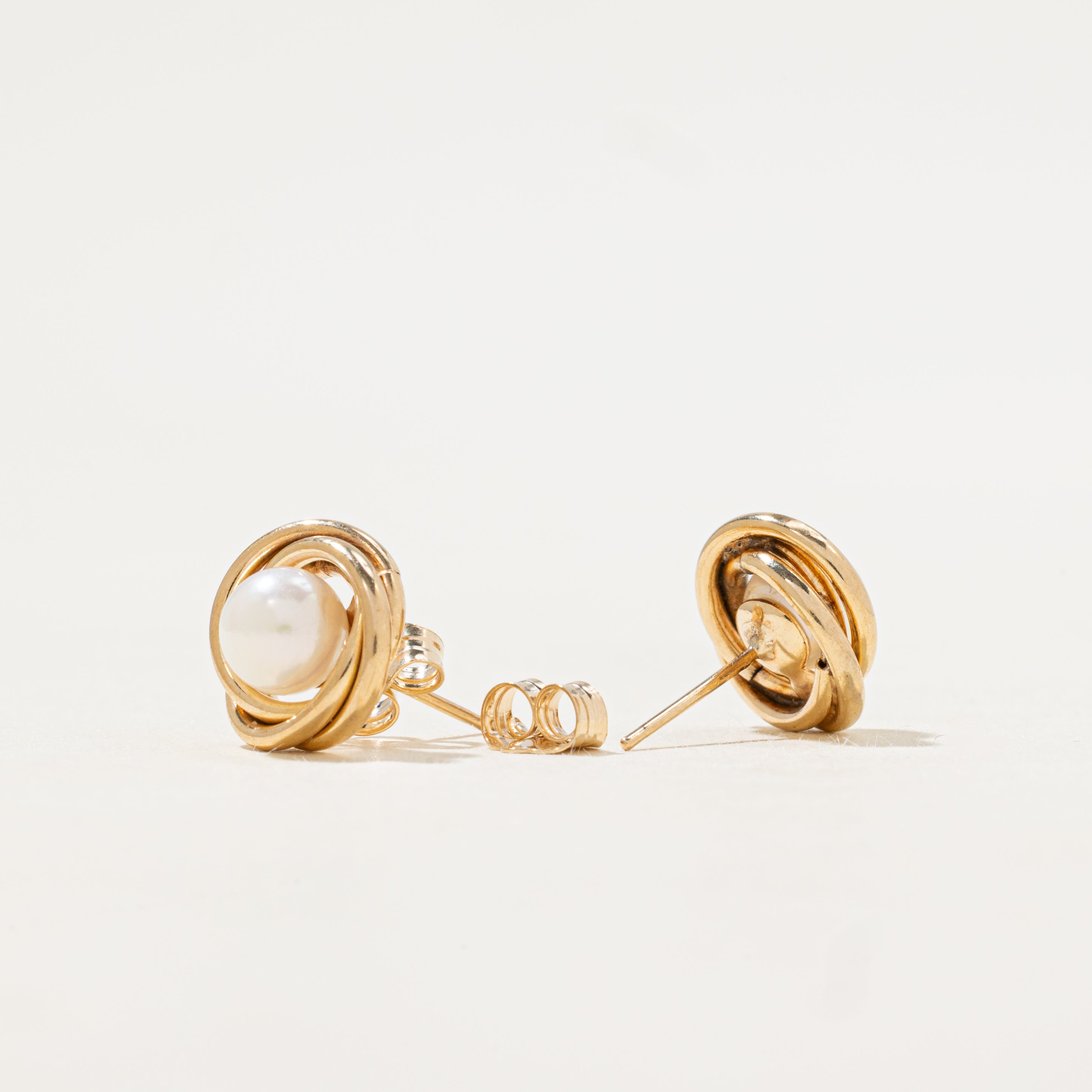 Pearl Knot Stud Earrings