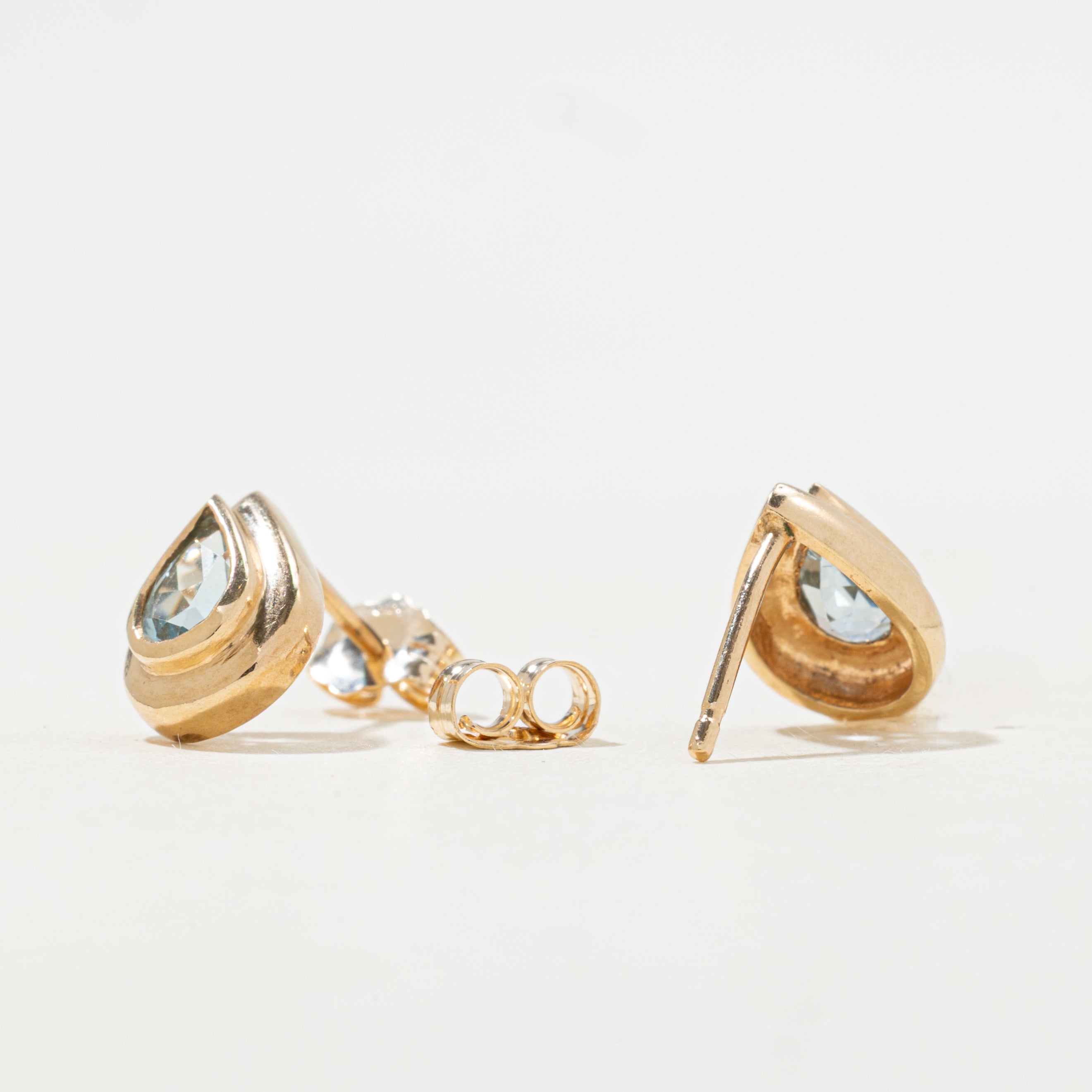 Pear Cut Blue Topaz Stud Earrings | 0.94ctw