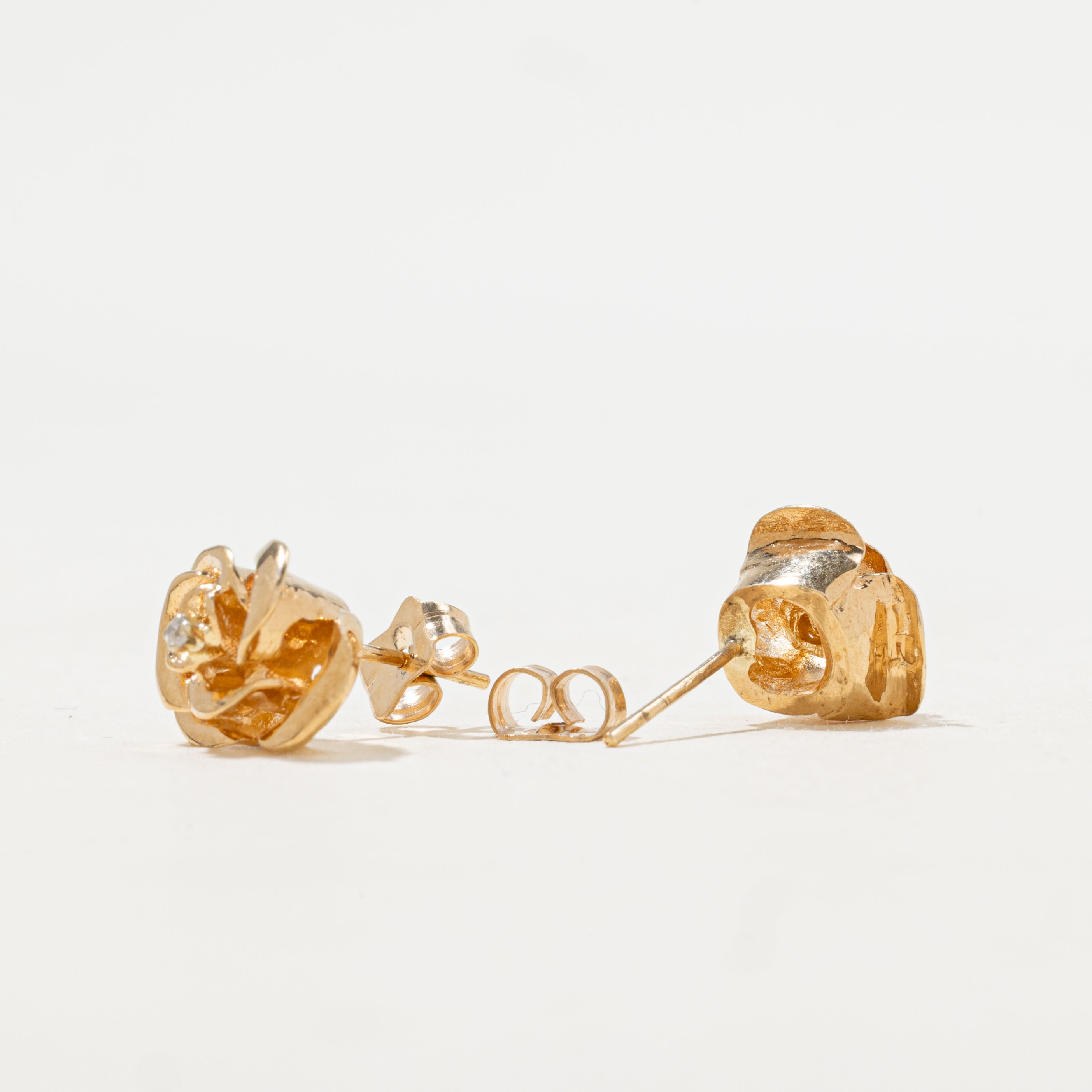 Diamond Rose Stud Earrings | 0.02ctw