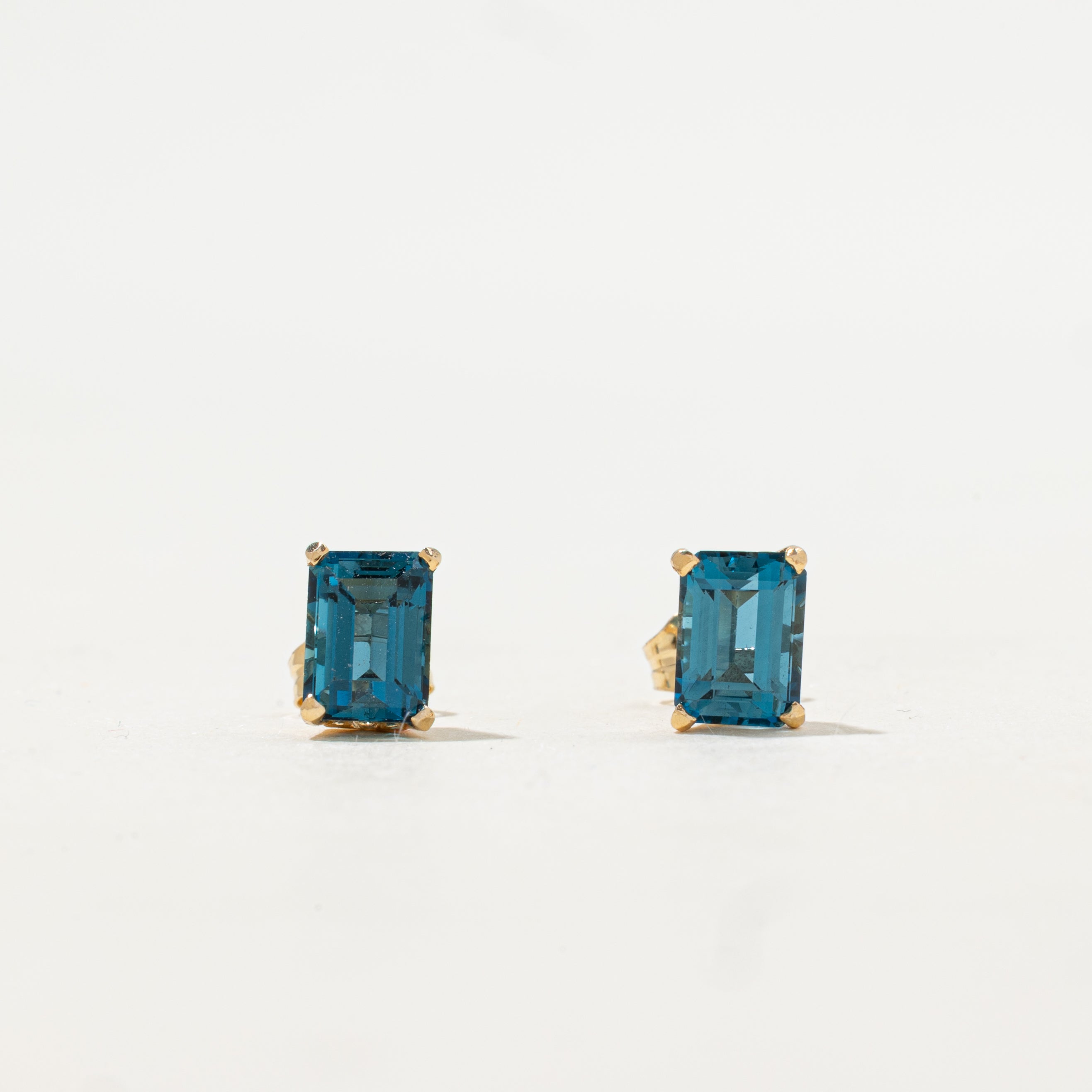 Rectangle Cut Blue Topaz Stud Earrings | 2.40ctw