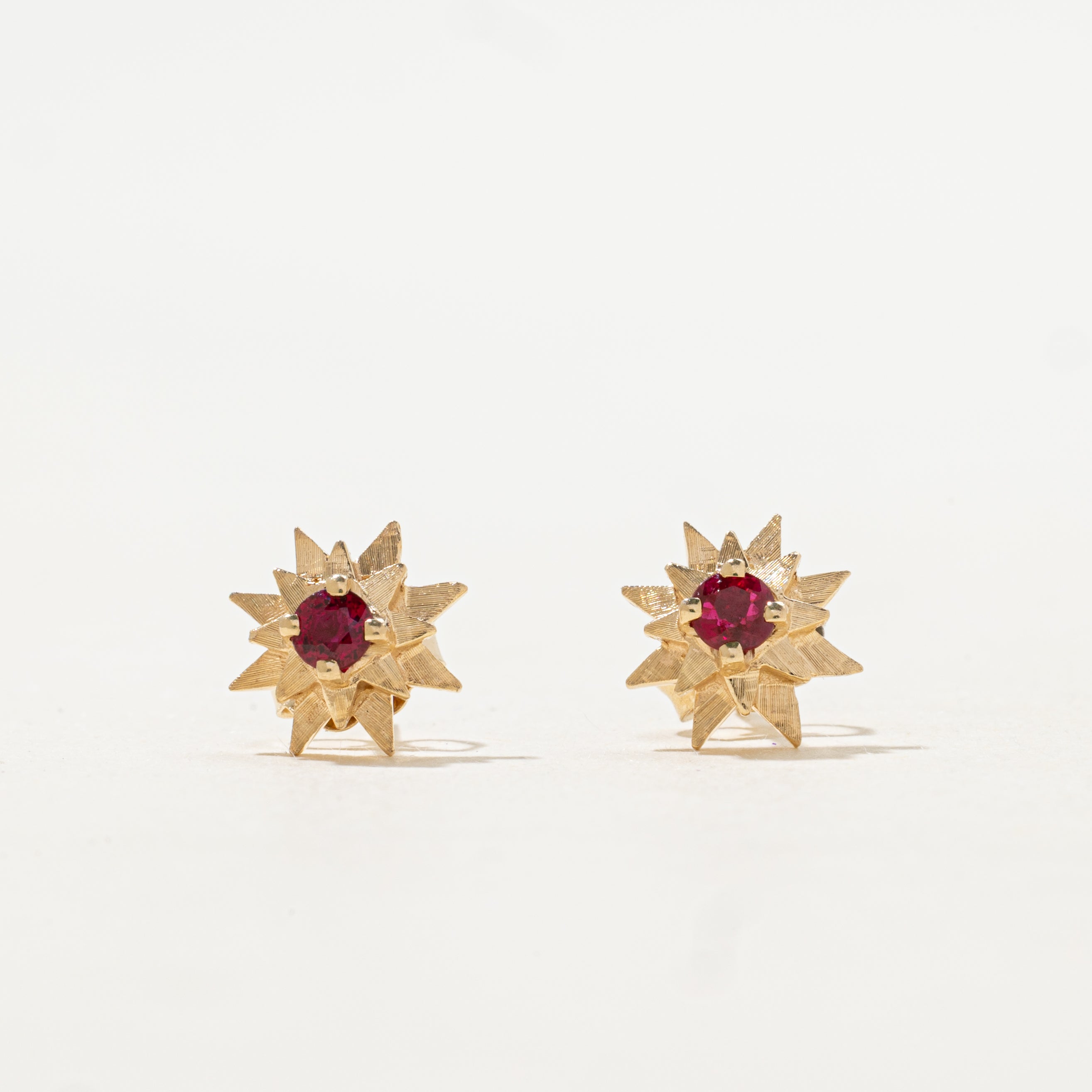 Synthetic Ruby Star Stud Earrings | 0.15ctw