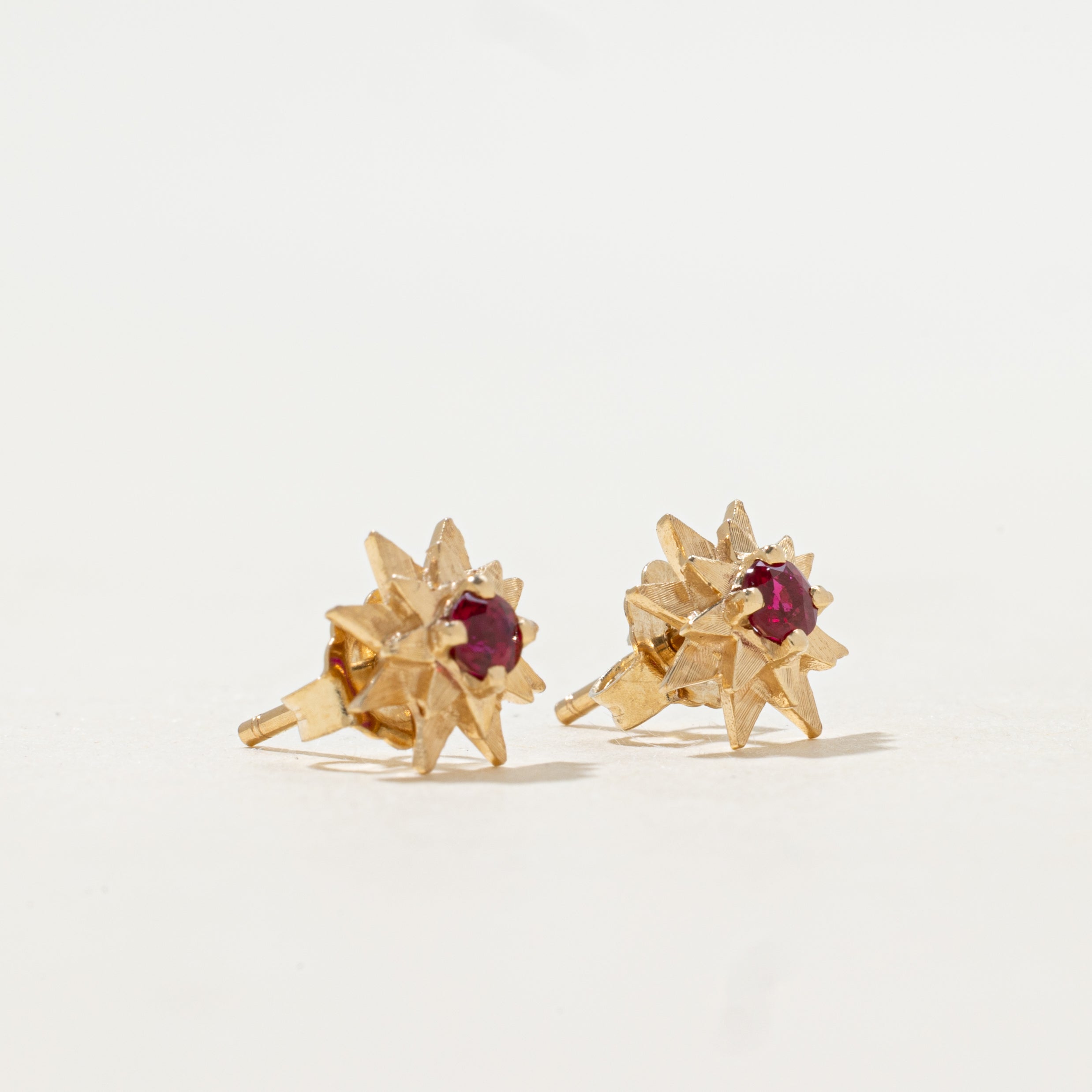 Synthetic Ruby Star Stud Earrings | 0.15ctw