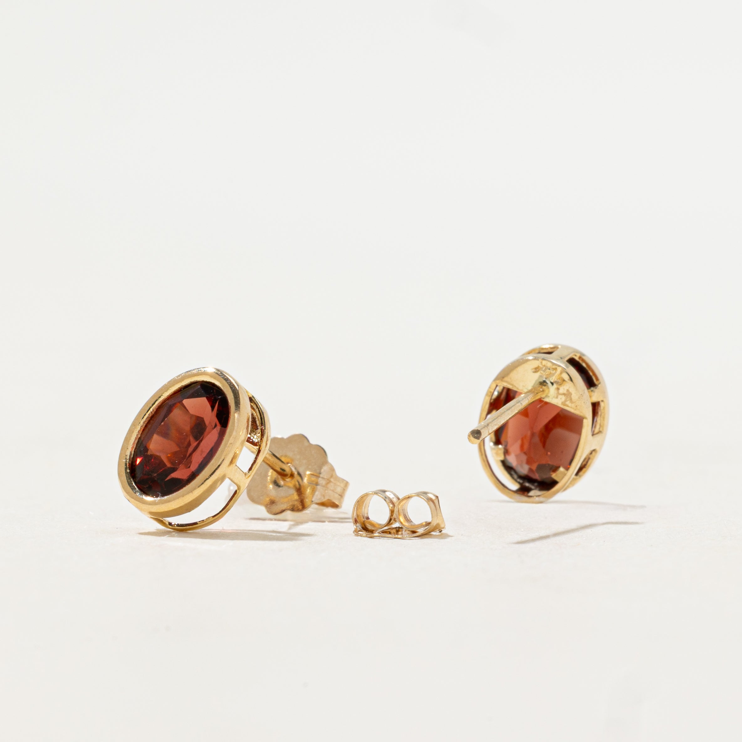 Bezel Set Garnet Stud Earrings | 1.40ctw