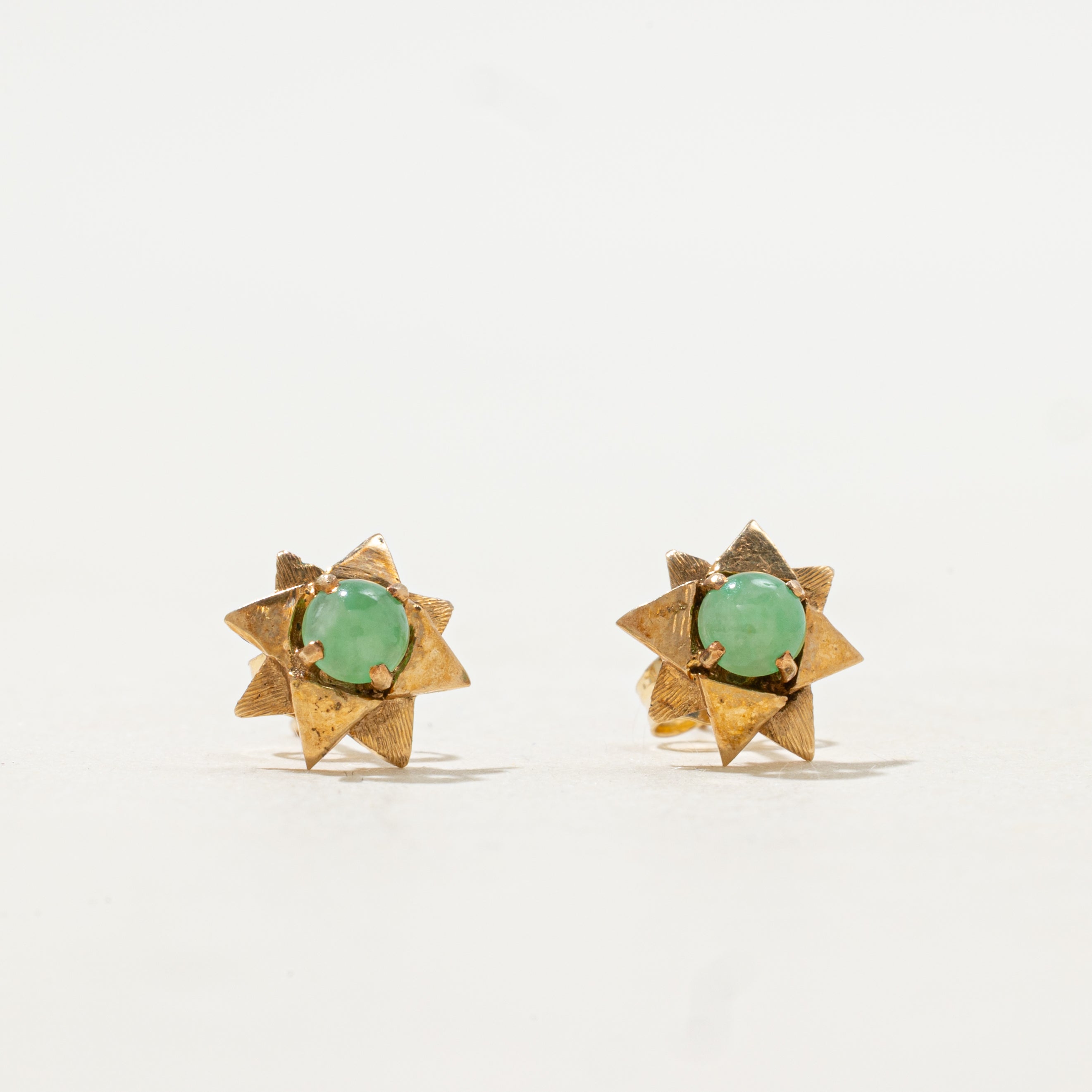 Cabochon Jadeite Star Stud Earrings | 0.48ctw