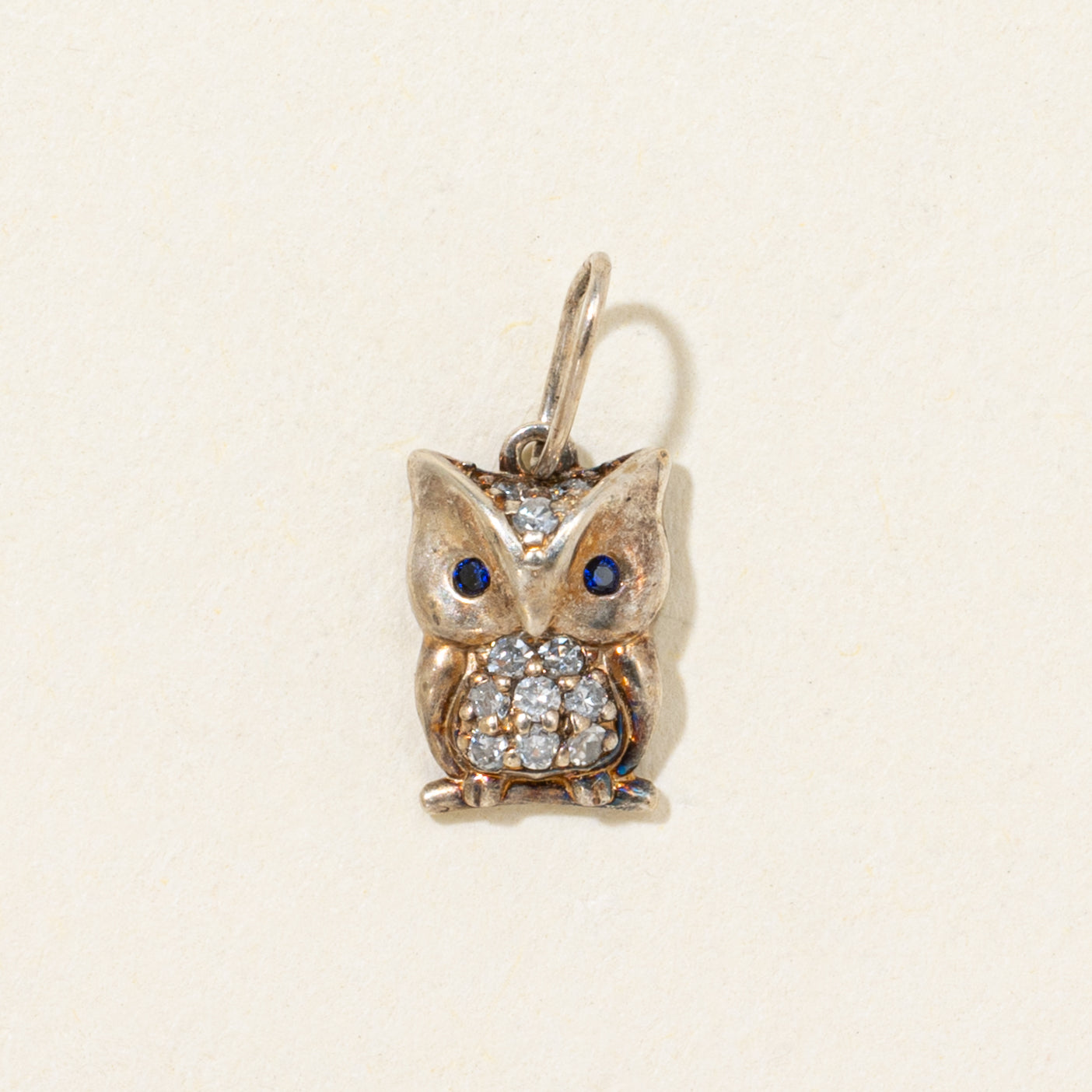 Diamond & Sapphire Owl Charm | 0.02ctw, 0ctw