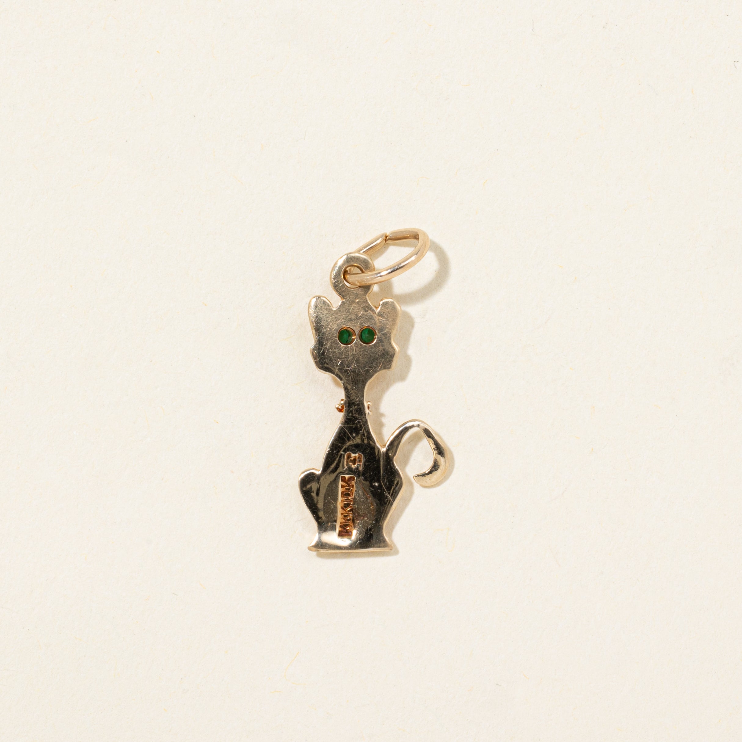 Synthetic Emerald Cat Pendant | 0.02ctw