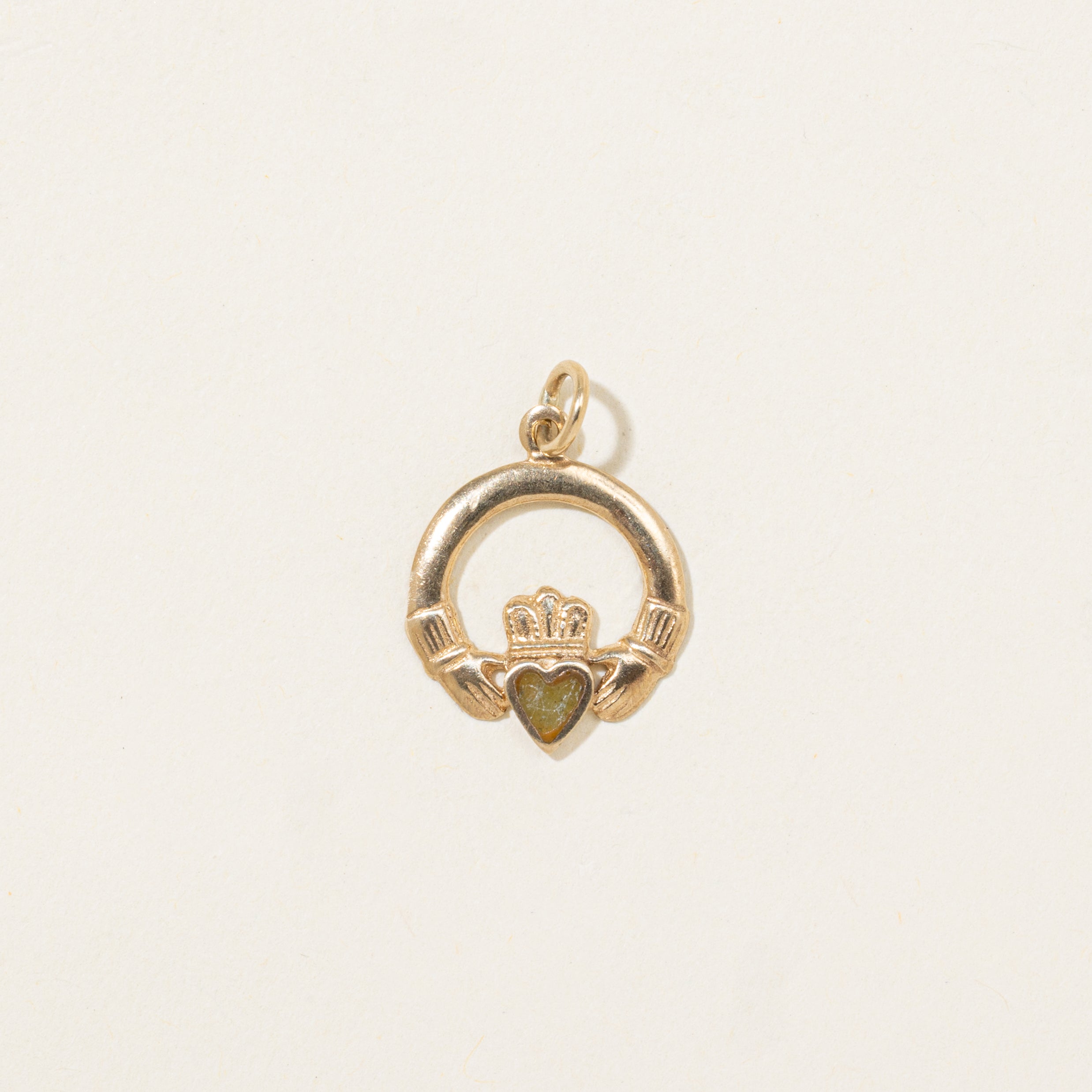 Heart Cut Agate Claddagh Charm | 0.015ct