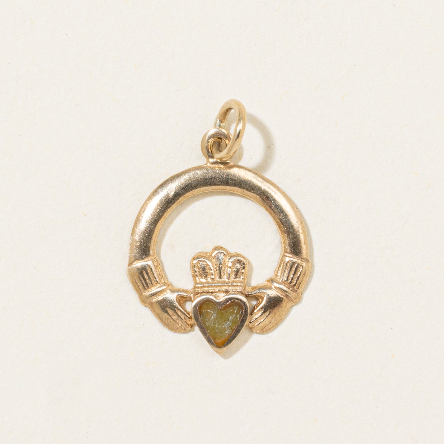 Heart Cut Agate Claddagh Charm | 0.015ct