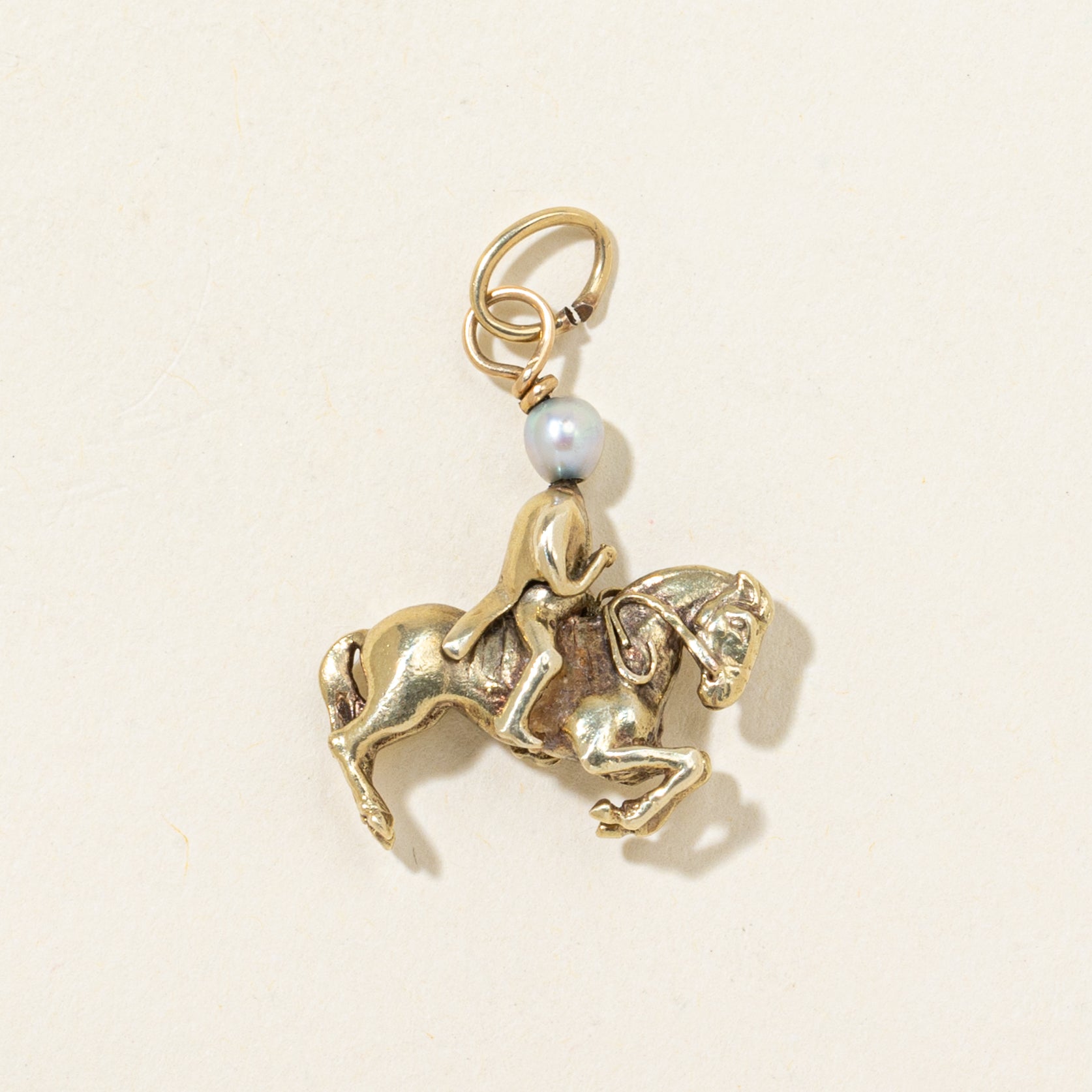 Pearl Horse & Rider Charm