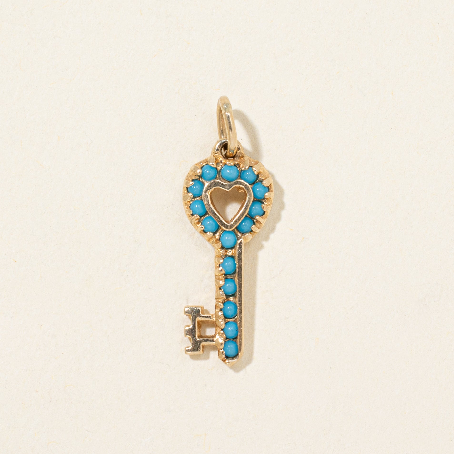 Imitation Turquoise Key Charm | 0.02ctw