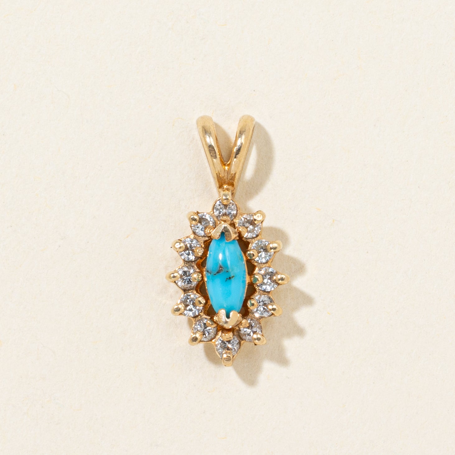 Imitation Turquoise & Diamond Petal Pendant | 0.23ct, 0.12ctw