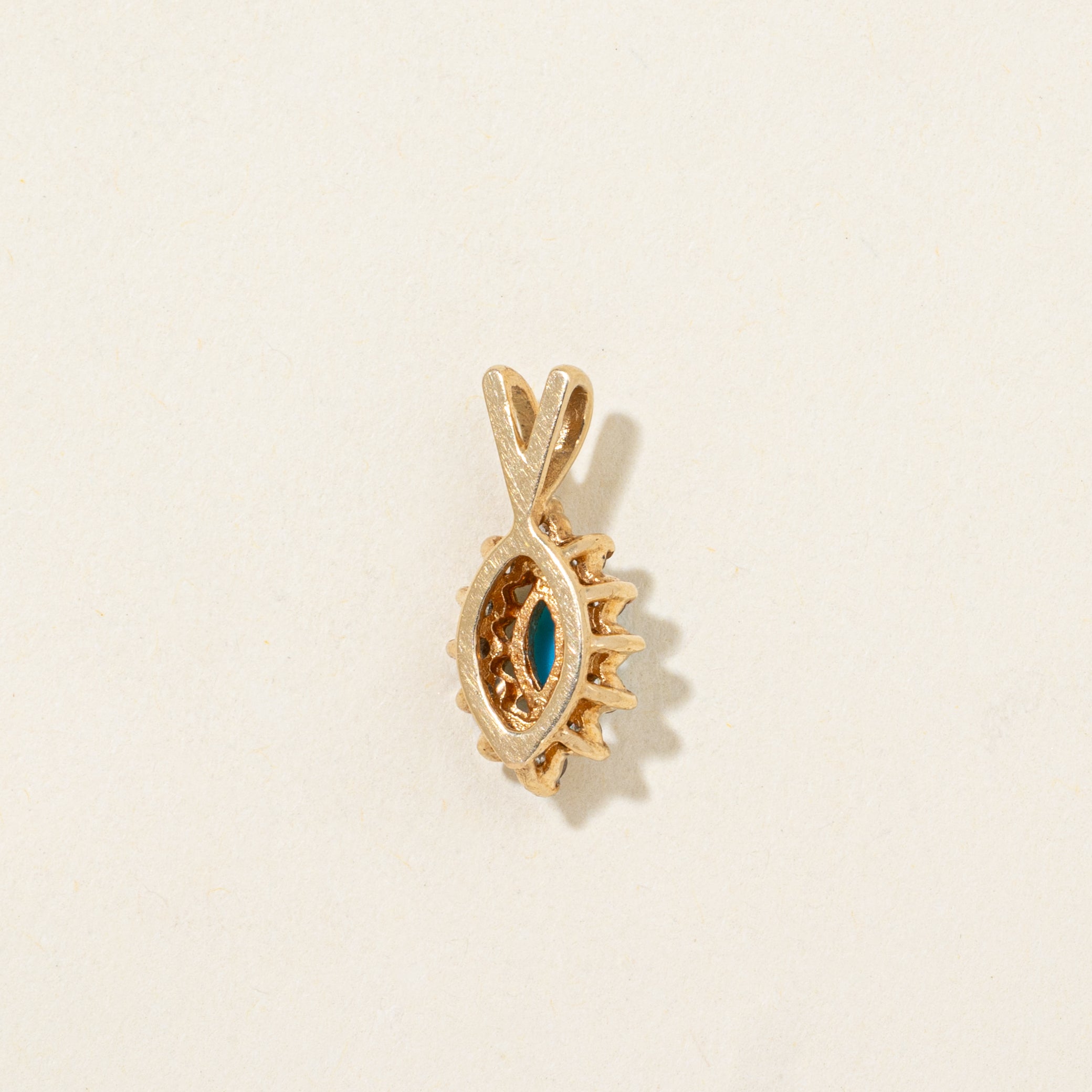 Imitation Turquoise & Diamond Petal Pendant | 0.23ct, 0.12ctw
