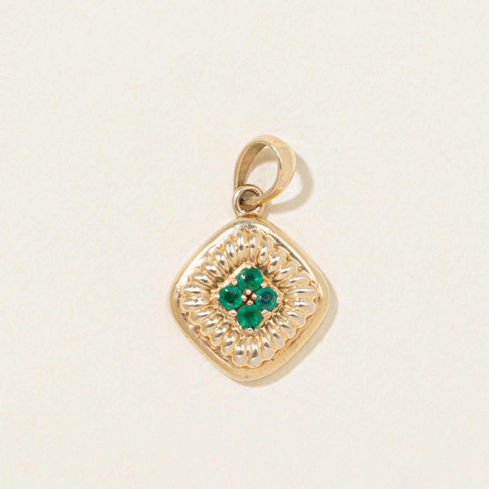Four Stone Emerald Grooved Pendant | 0.04ctw