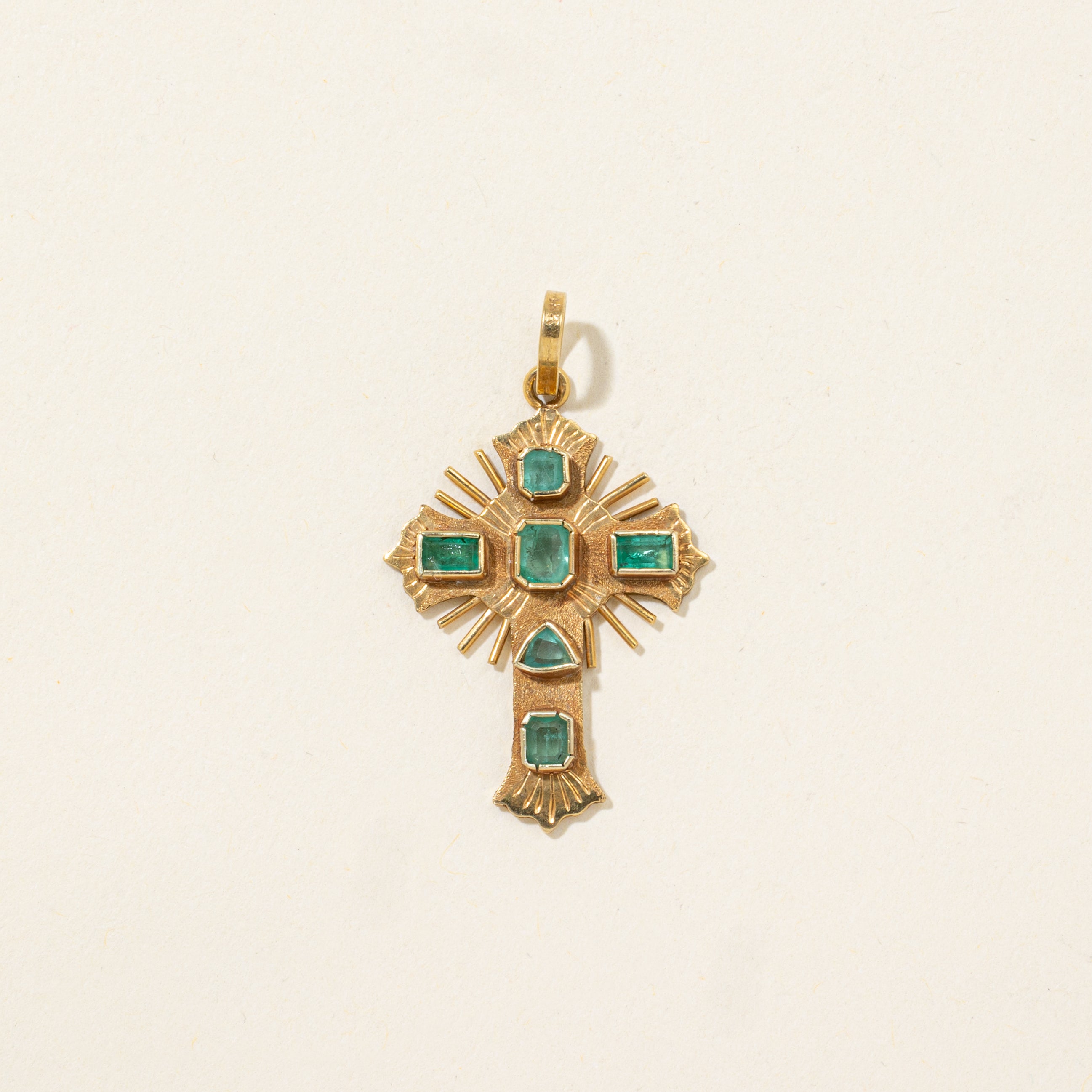 18k Emerald Cross Pendant | 0.44ctw