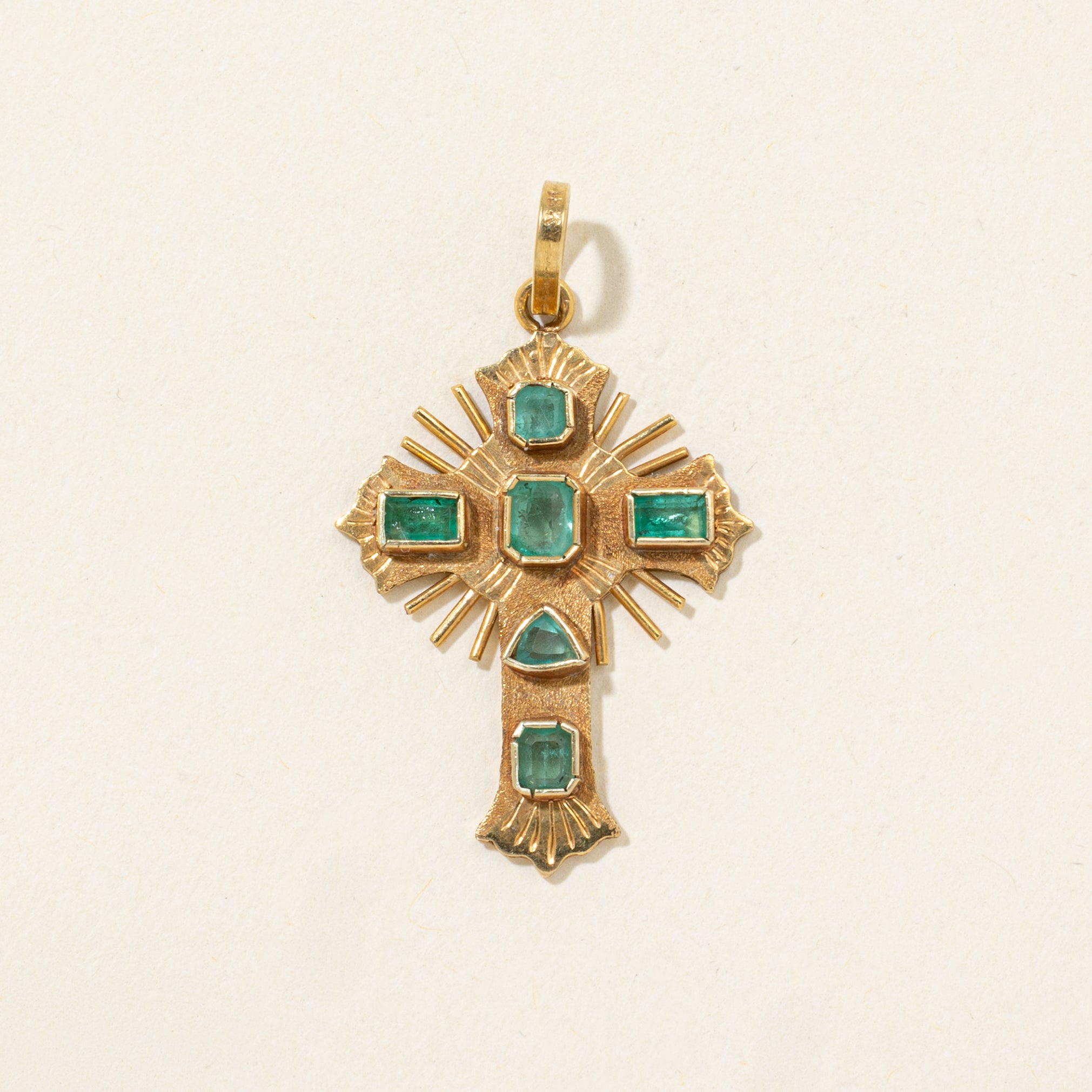 18k Emerald Cross Pendant | 0.44ctw