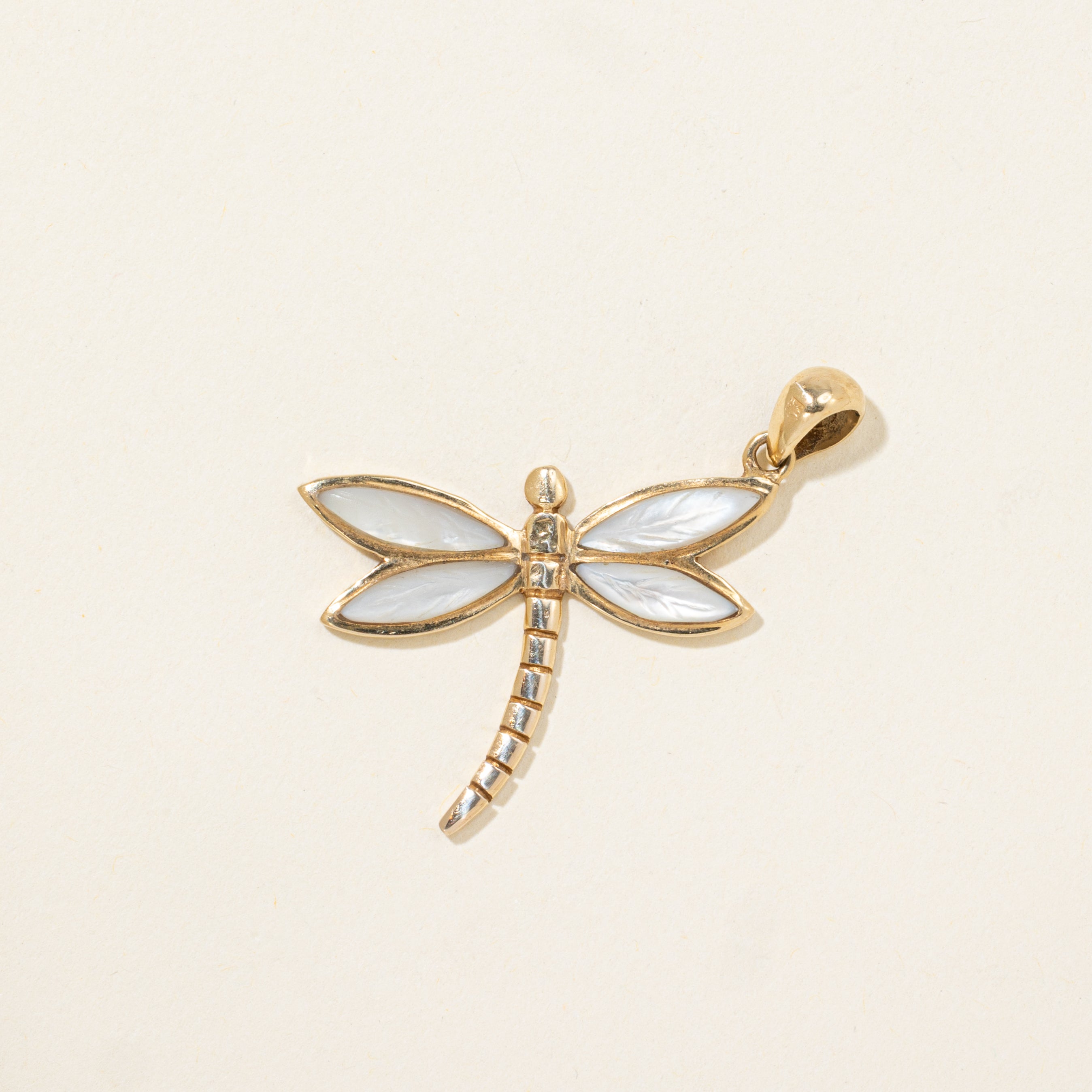 18k Mother of Pearl Dragonfly Pendant | 2.80ctw