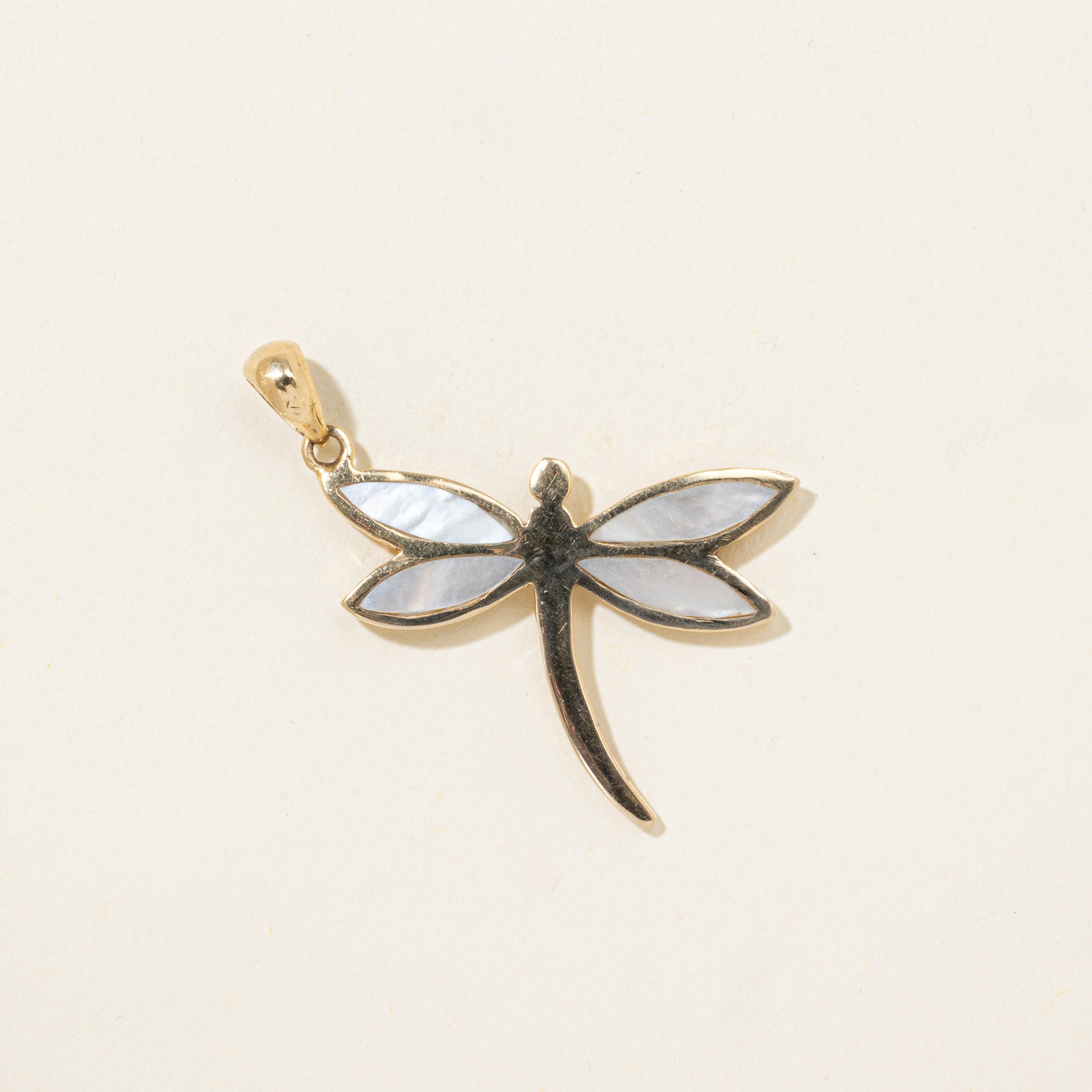 18k Mother of Pearl Dragonfly Pendant | 2.80ctw