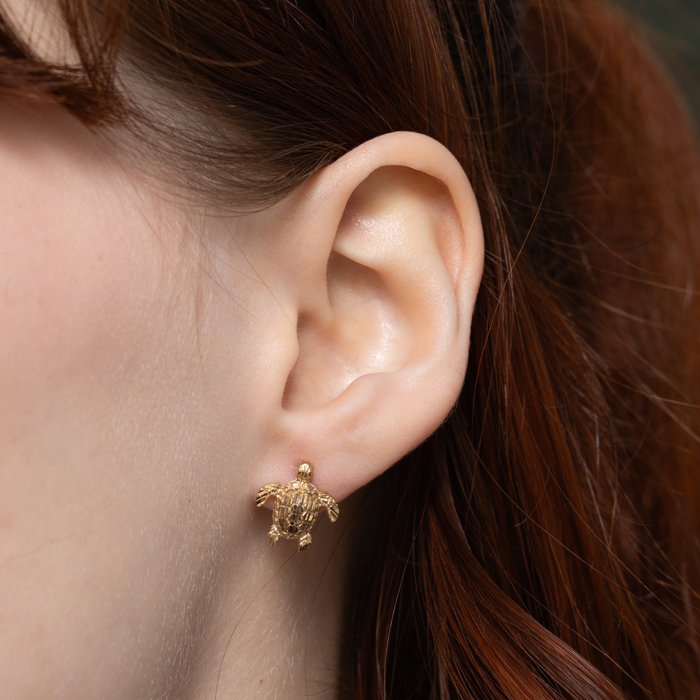 10k Yellow Gold Turtle Stud Earrings