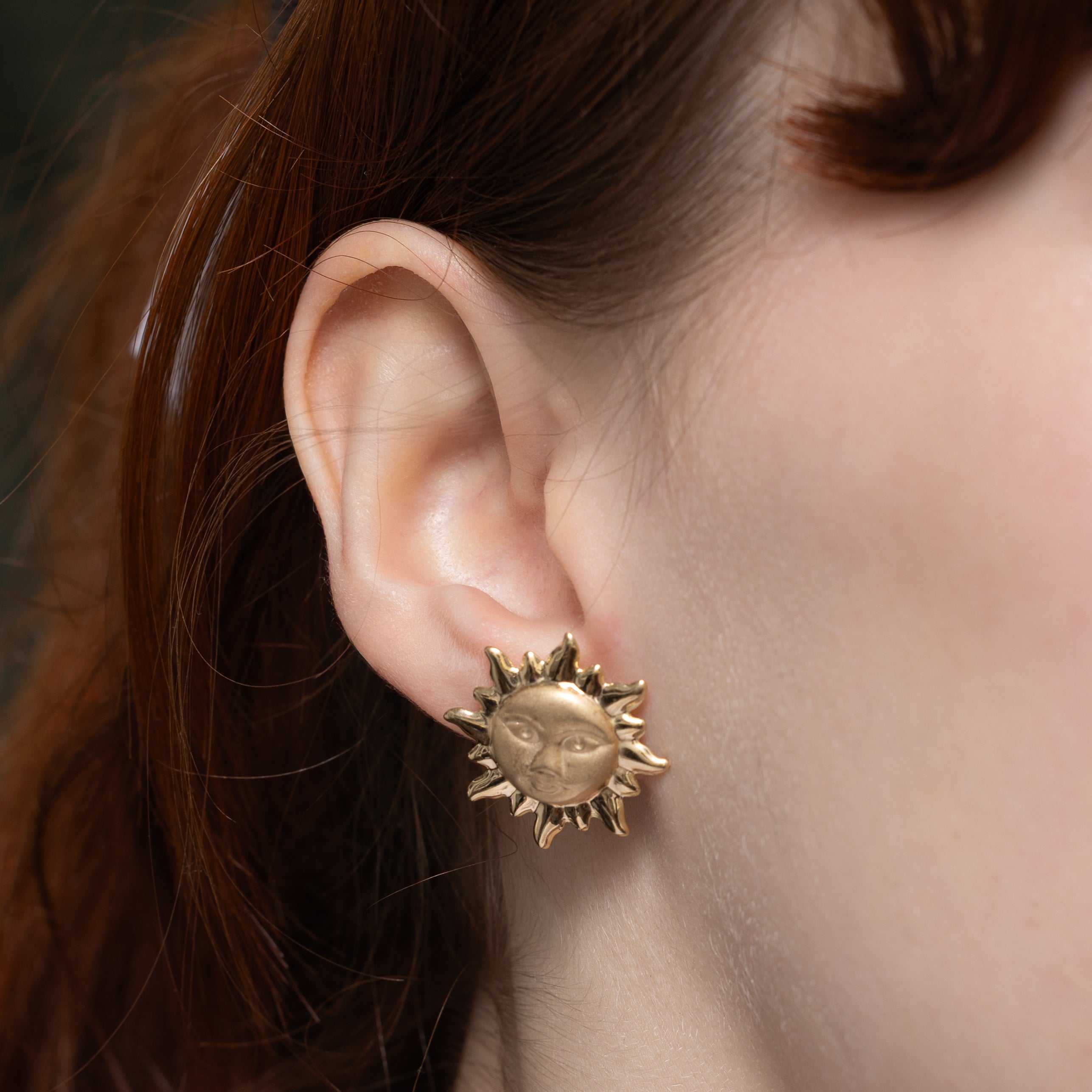 10k Yellow Gold Sun Stud Earrings