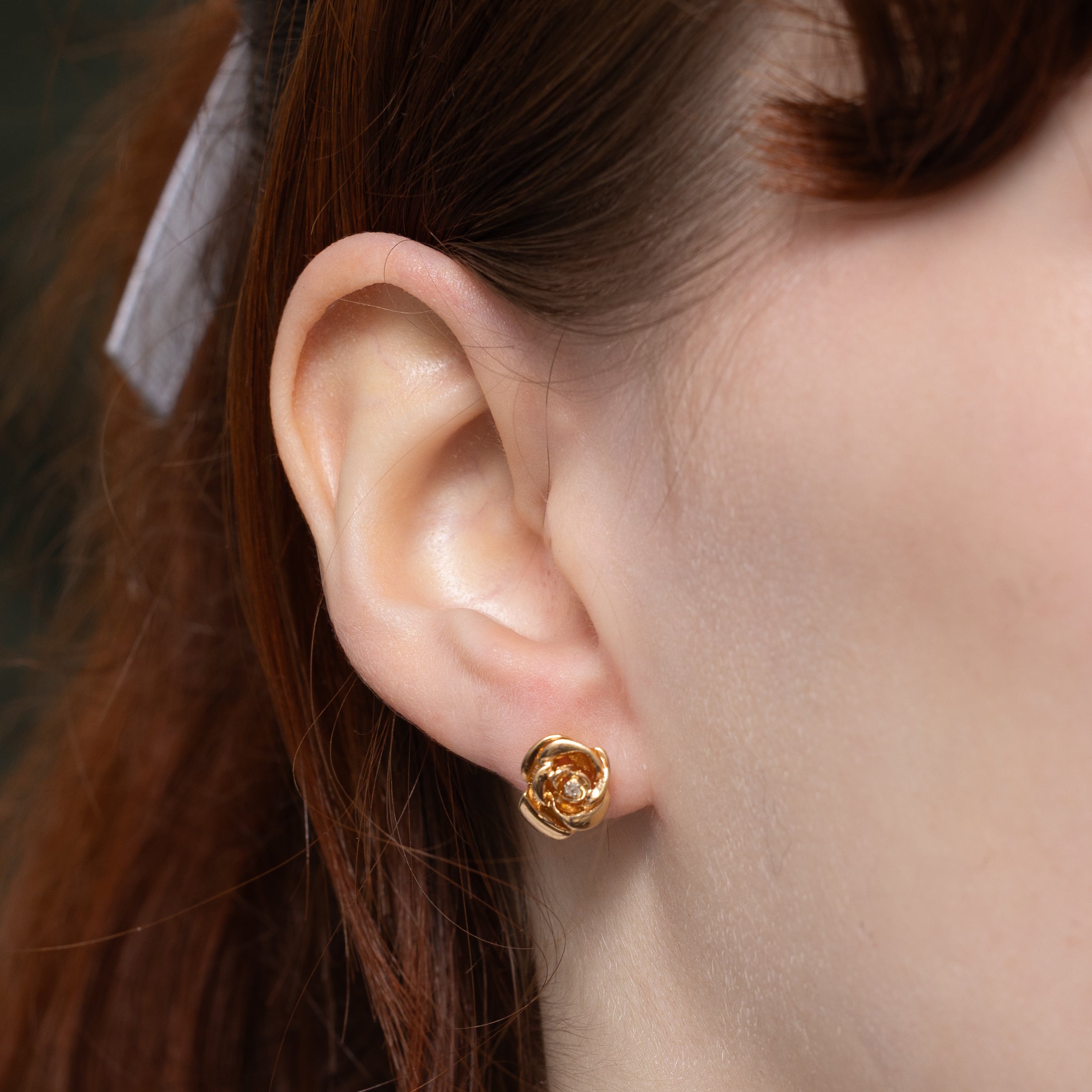 Diamond Rose Stud Earrings | 0.02ctw