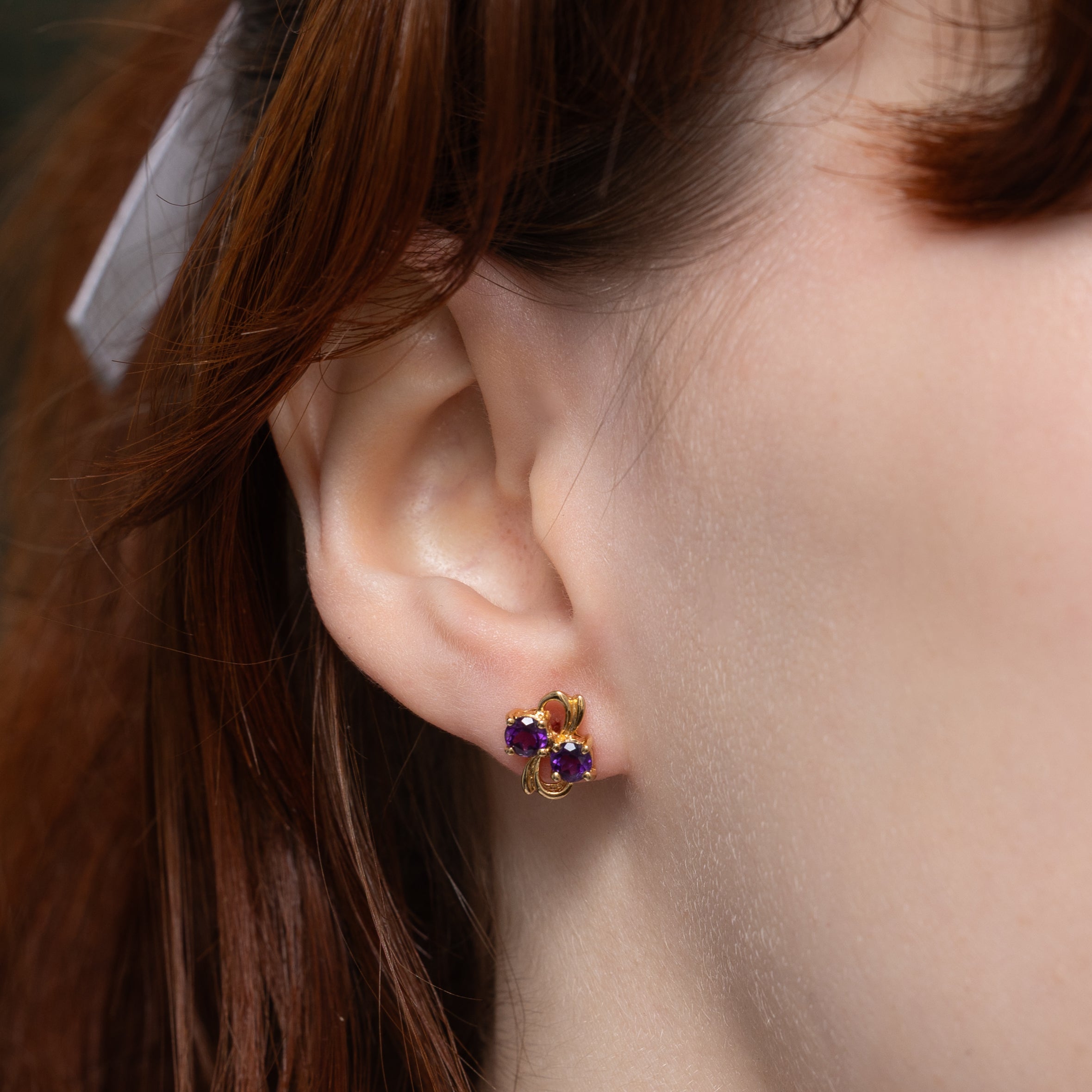 Diagonal Two-Stone Amethyst Stud Earrings | 0.80ctw