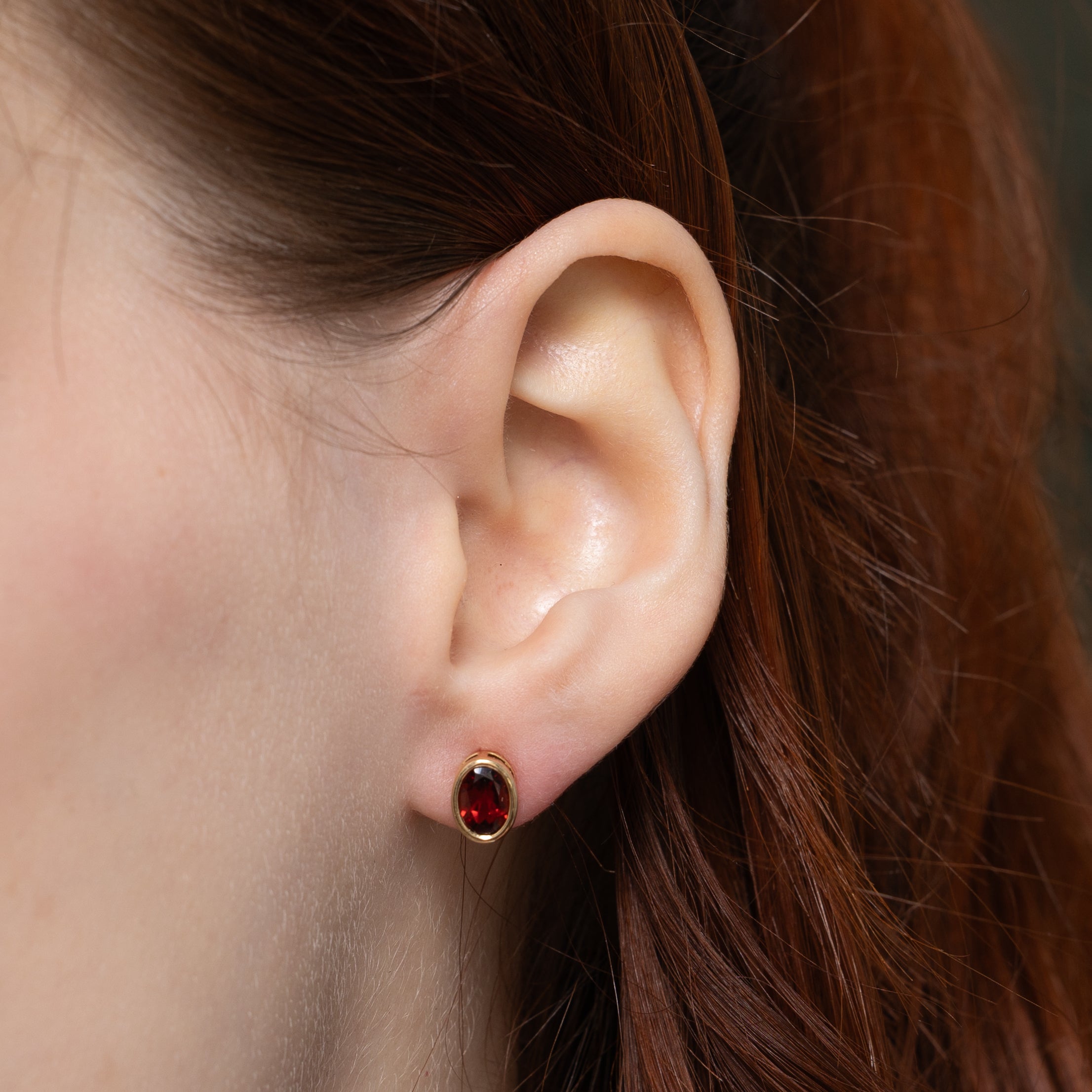 Bezel Set Garnet Stud Earrings | 1.40ctw