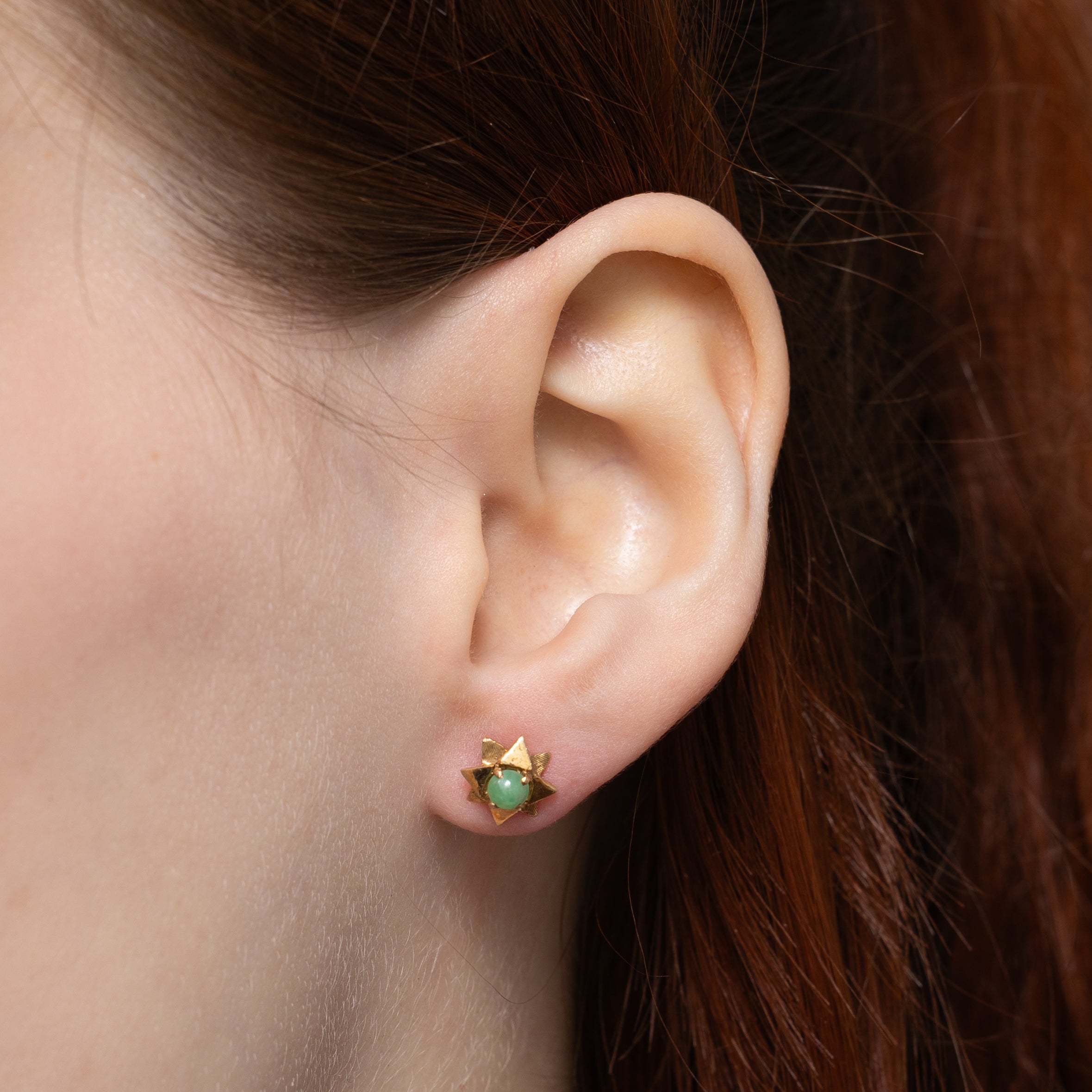 Cabochon Jadeite Star Stud Earrings | 0.48ctw