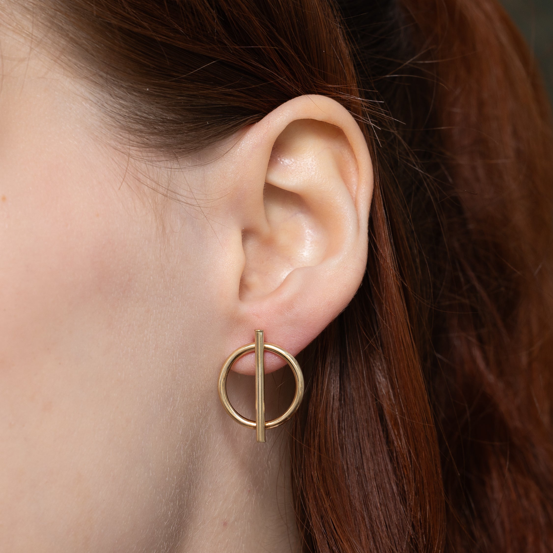 Circle Bar Stud Earrings