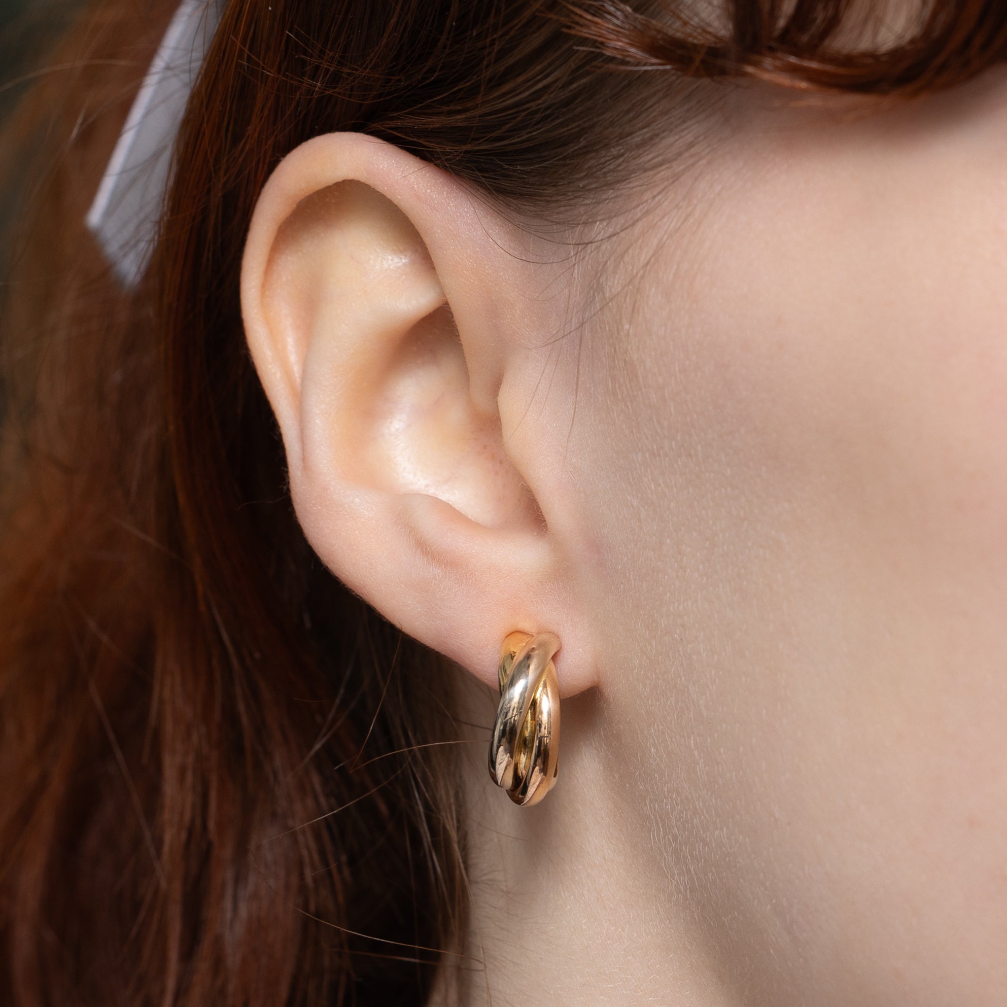 18k Tri Tone Gold Hoop Earrings