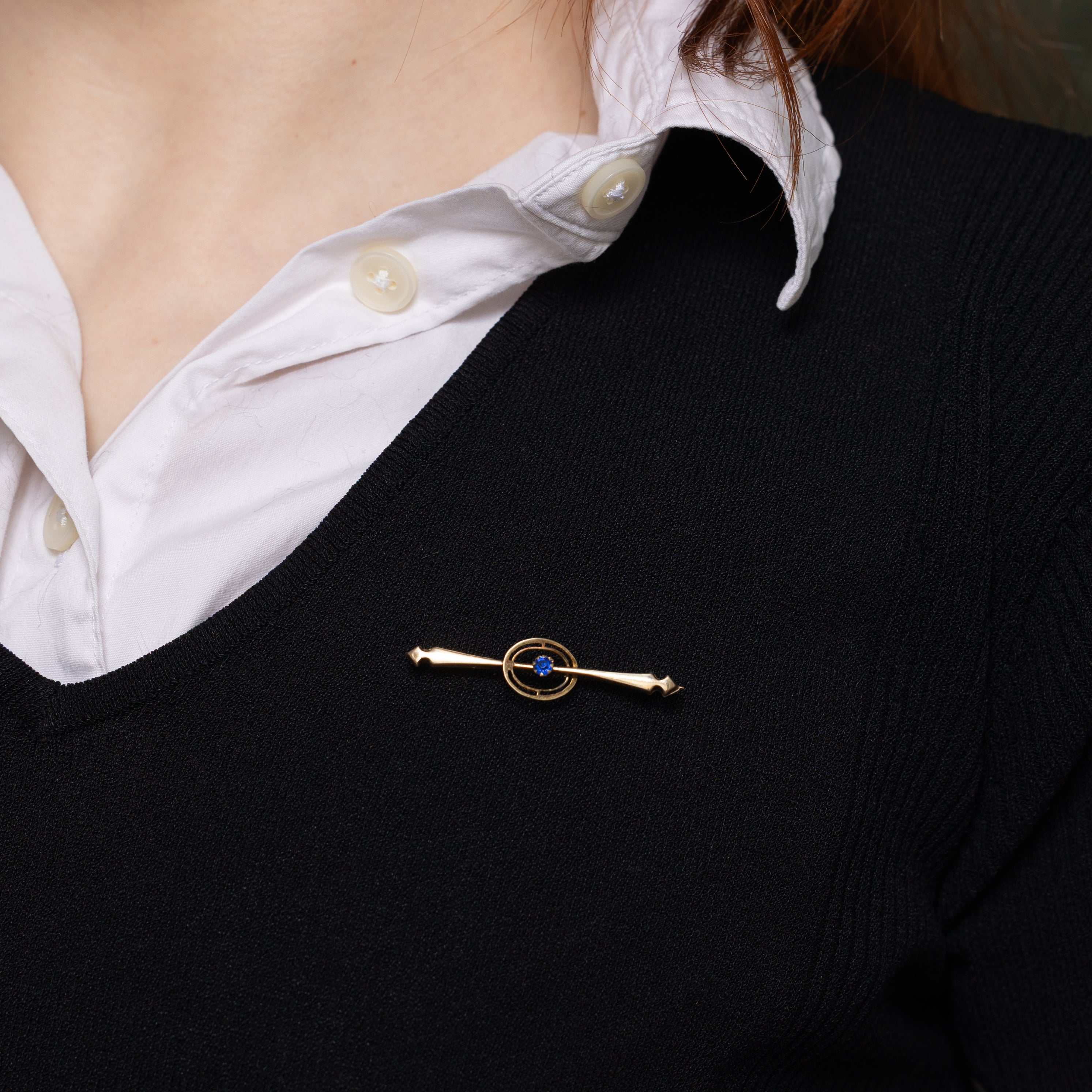 Synthetic Sapphire Bar Brooch | 0.13ct