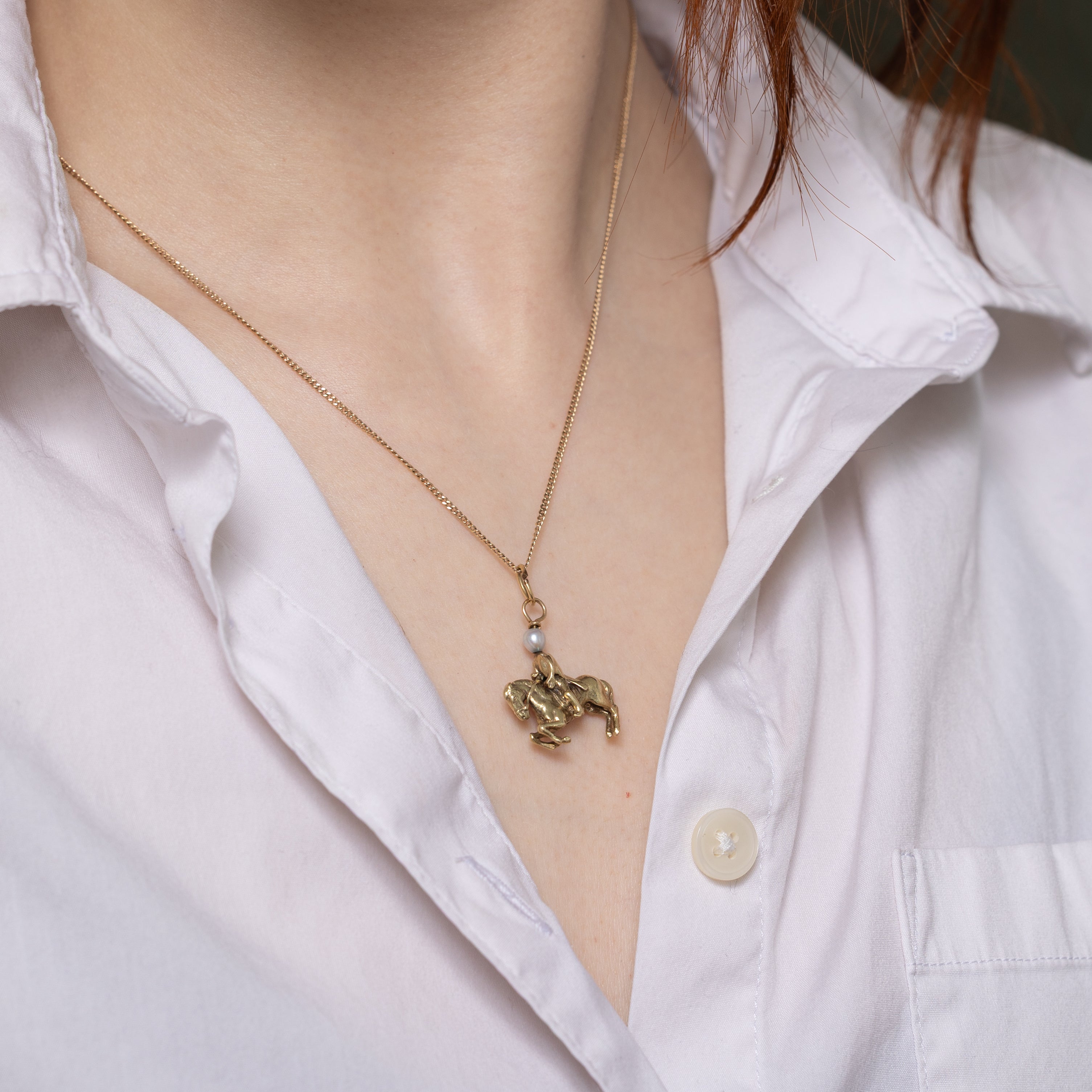 Pearl Horse & Rider Charm