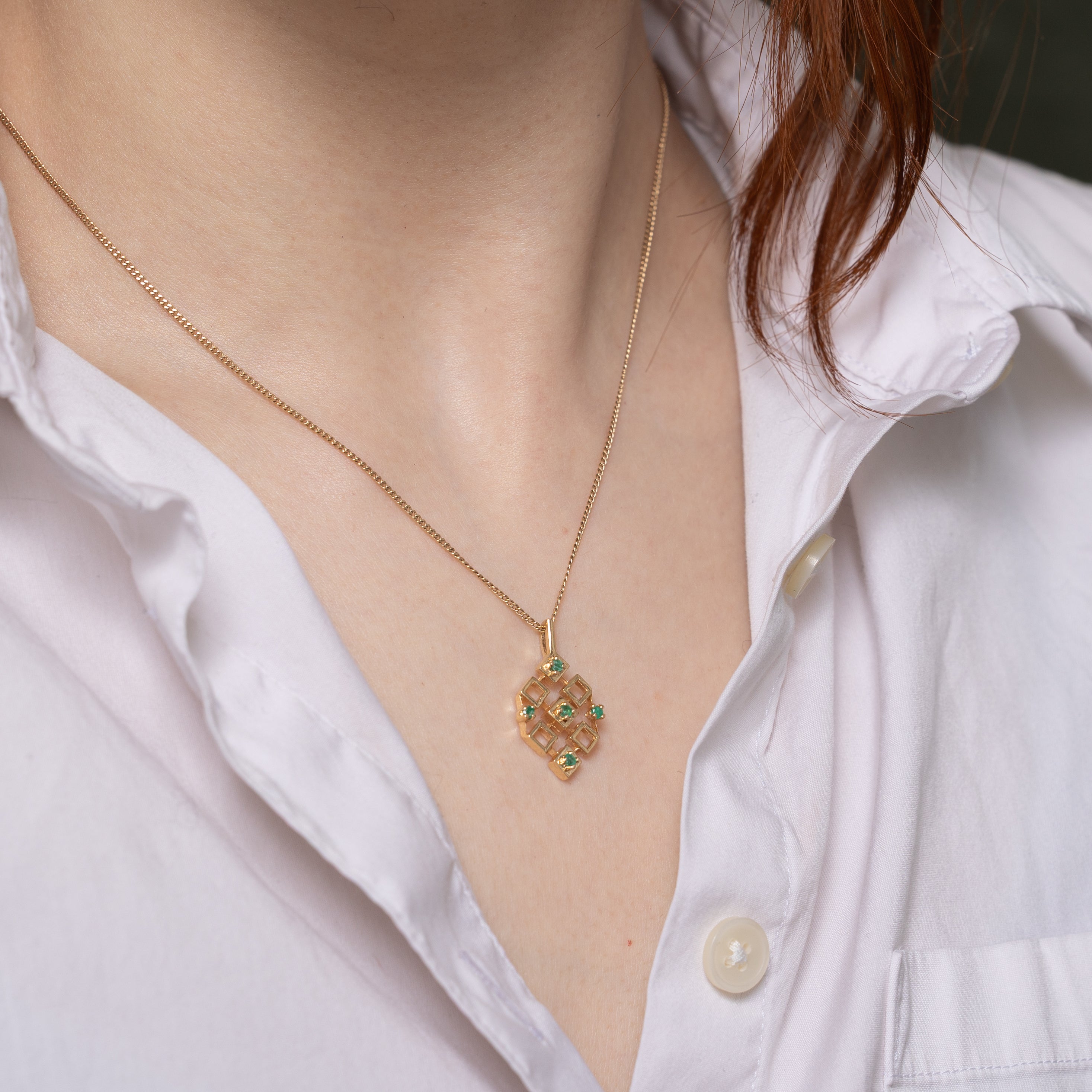 Emerald Geometric Pendant | 0.20ctw