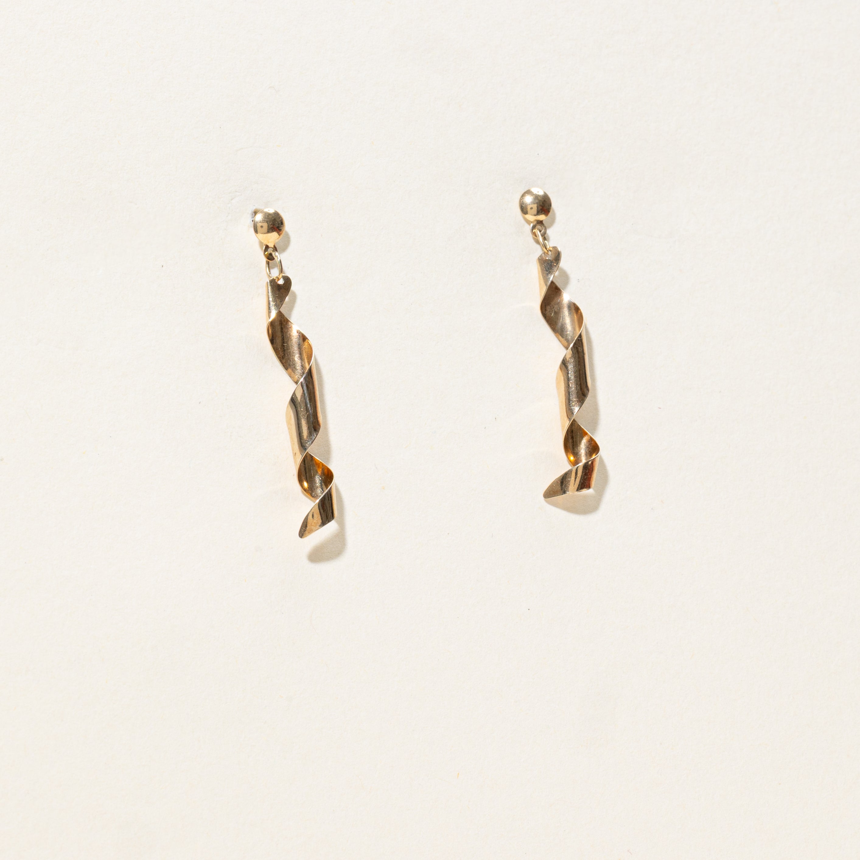 Yellow Gold Spiral Drop Earrings