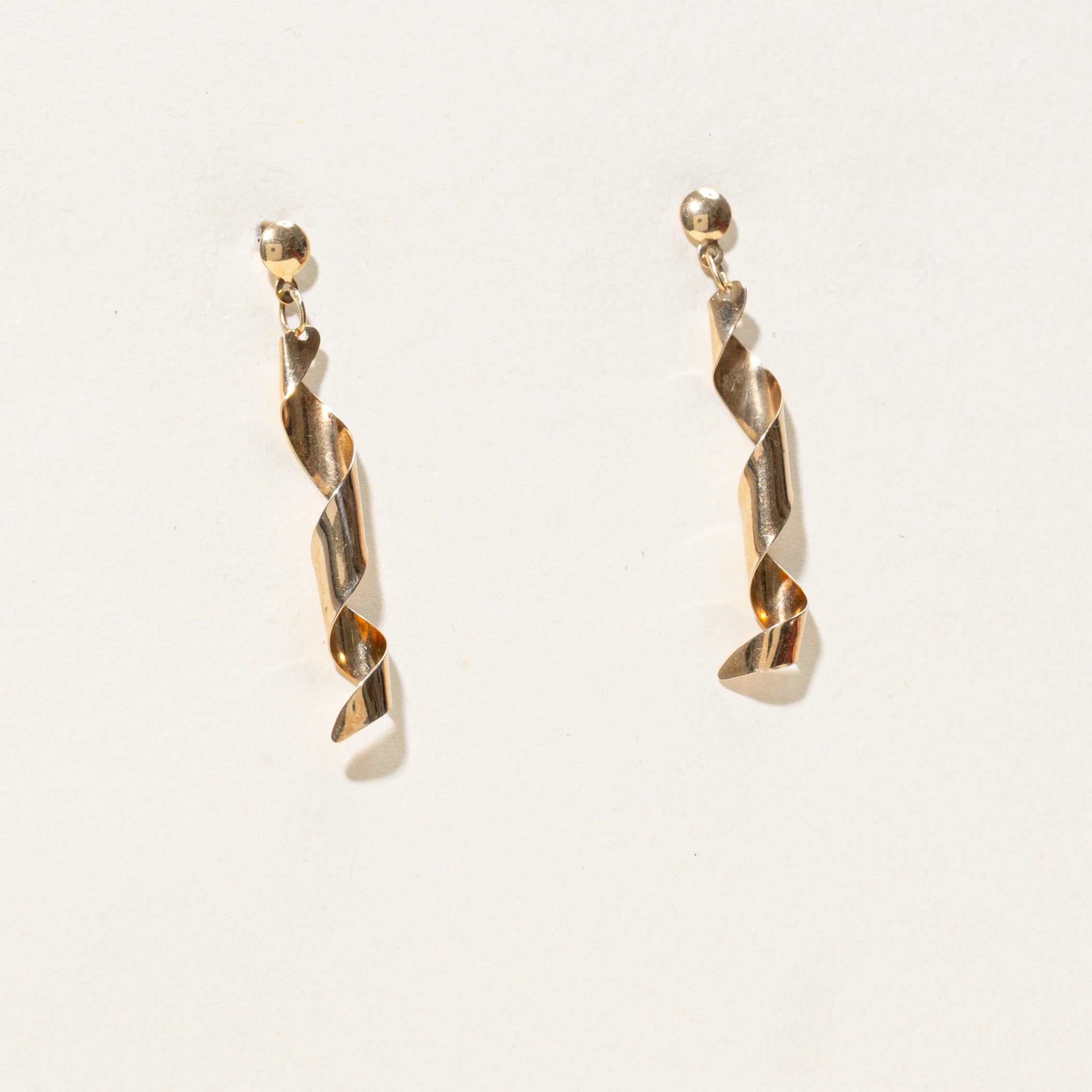 Yellow Gold Spiral Drop Earrings