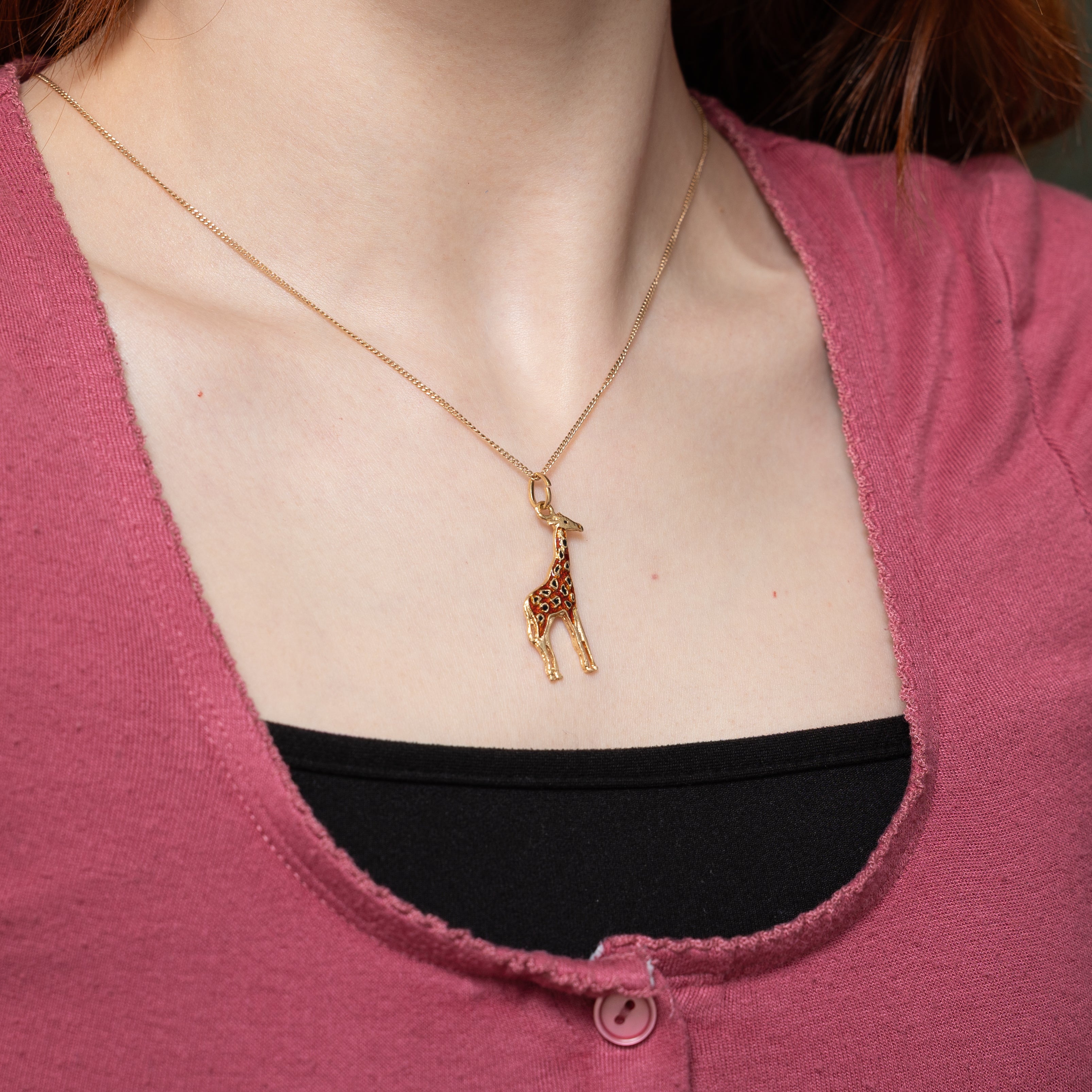 10k Yellow Gold Giraffe Enamel Charm