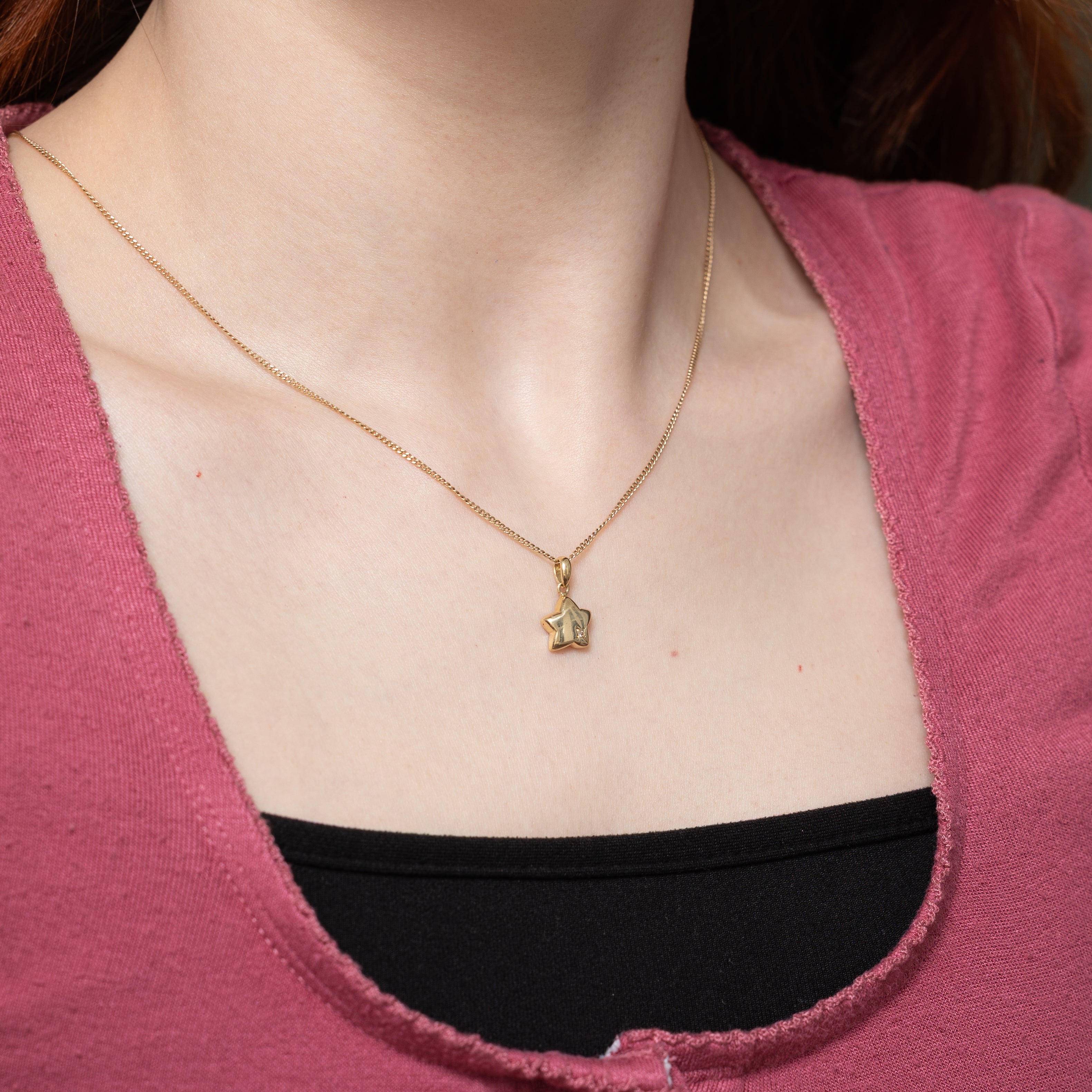 14k Yellow Gold Diamond Star Charm